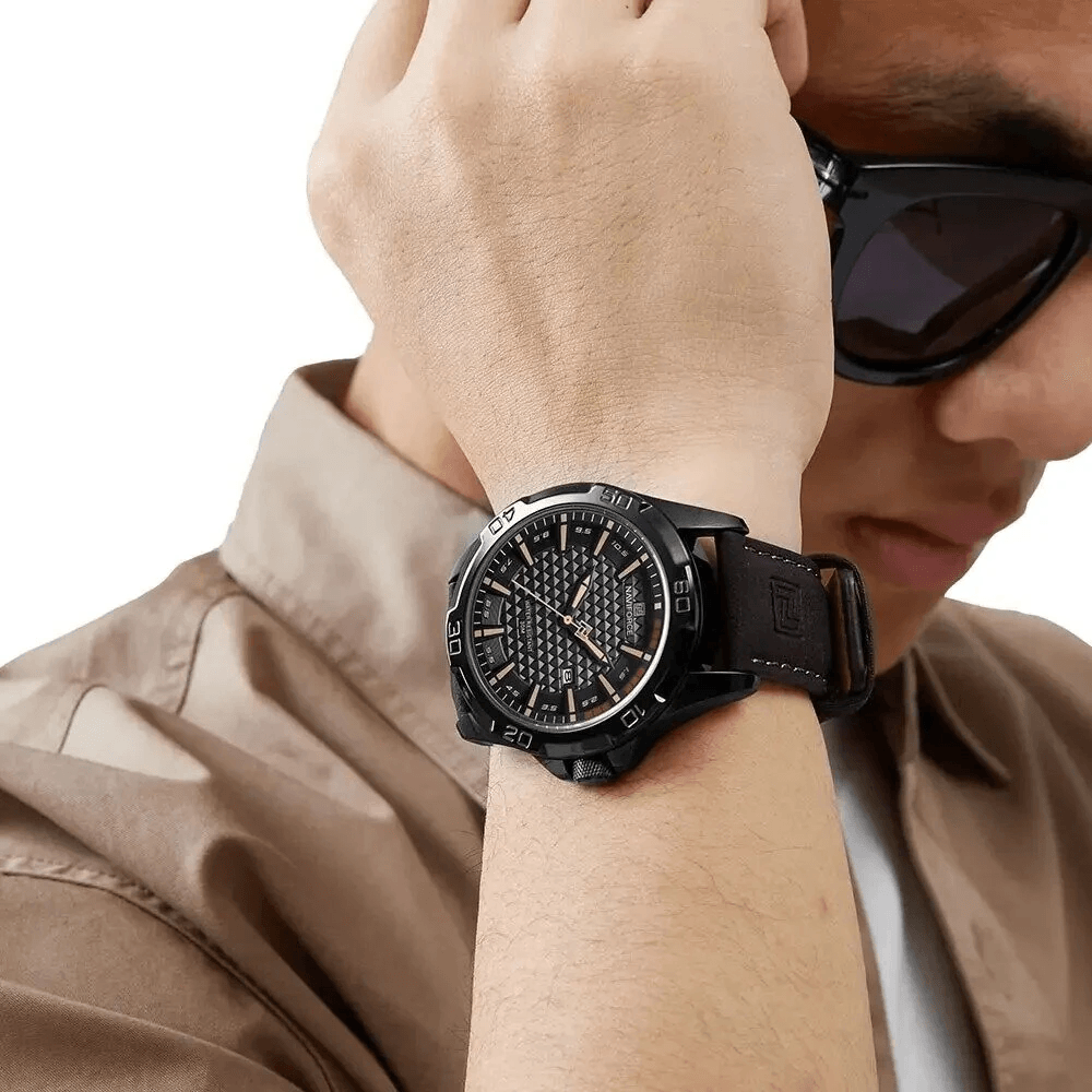 Mens Quartz Calendar Sport Watch With Water Resistant Design And Leather Strap 3