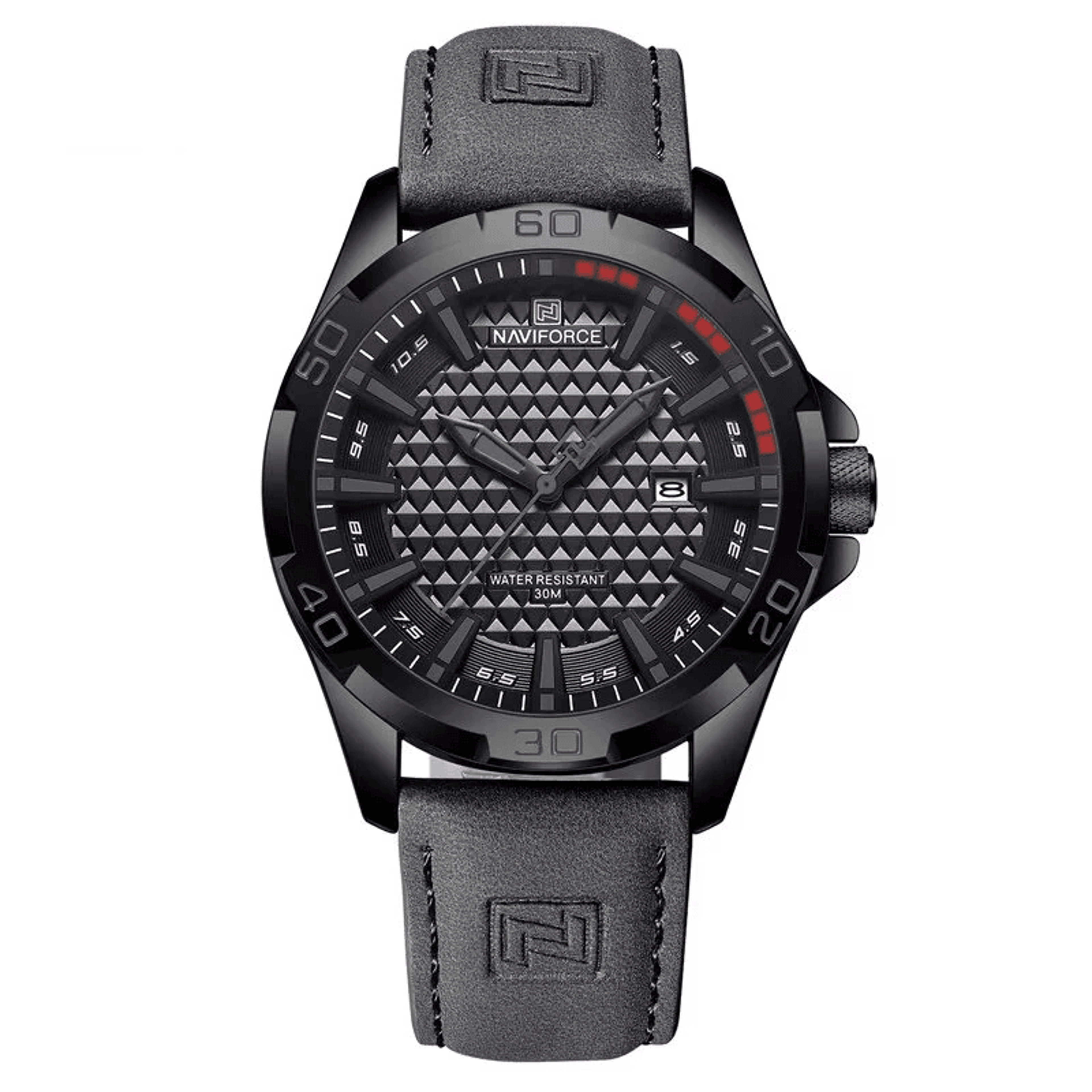 mens quartz calendar sport watch with water resistant design and leather strap