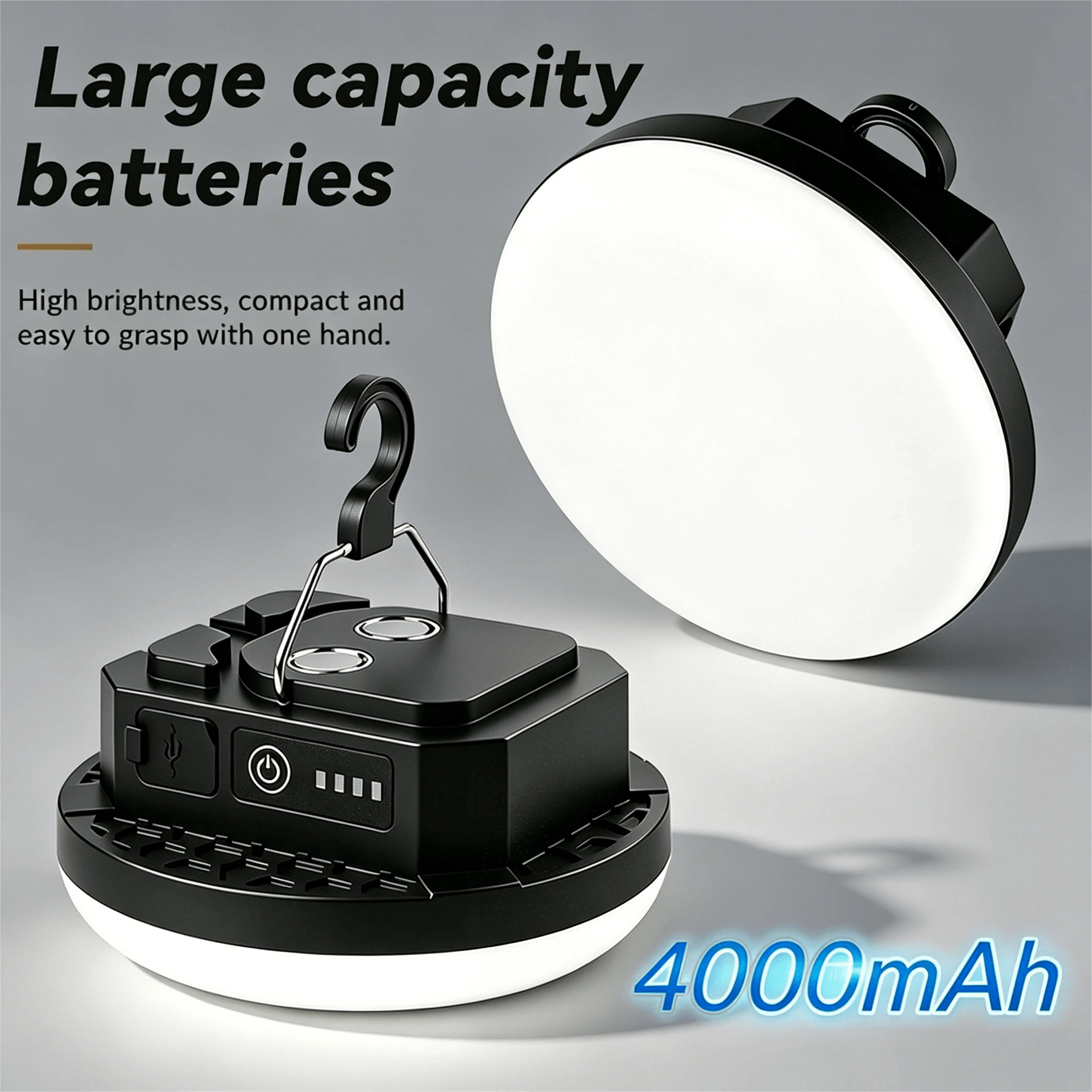 Rechargeable LED Camping Lantern With Magnetic Work Light And Power Bank 3