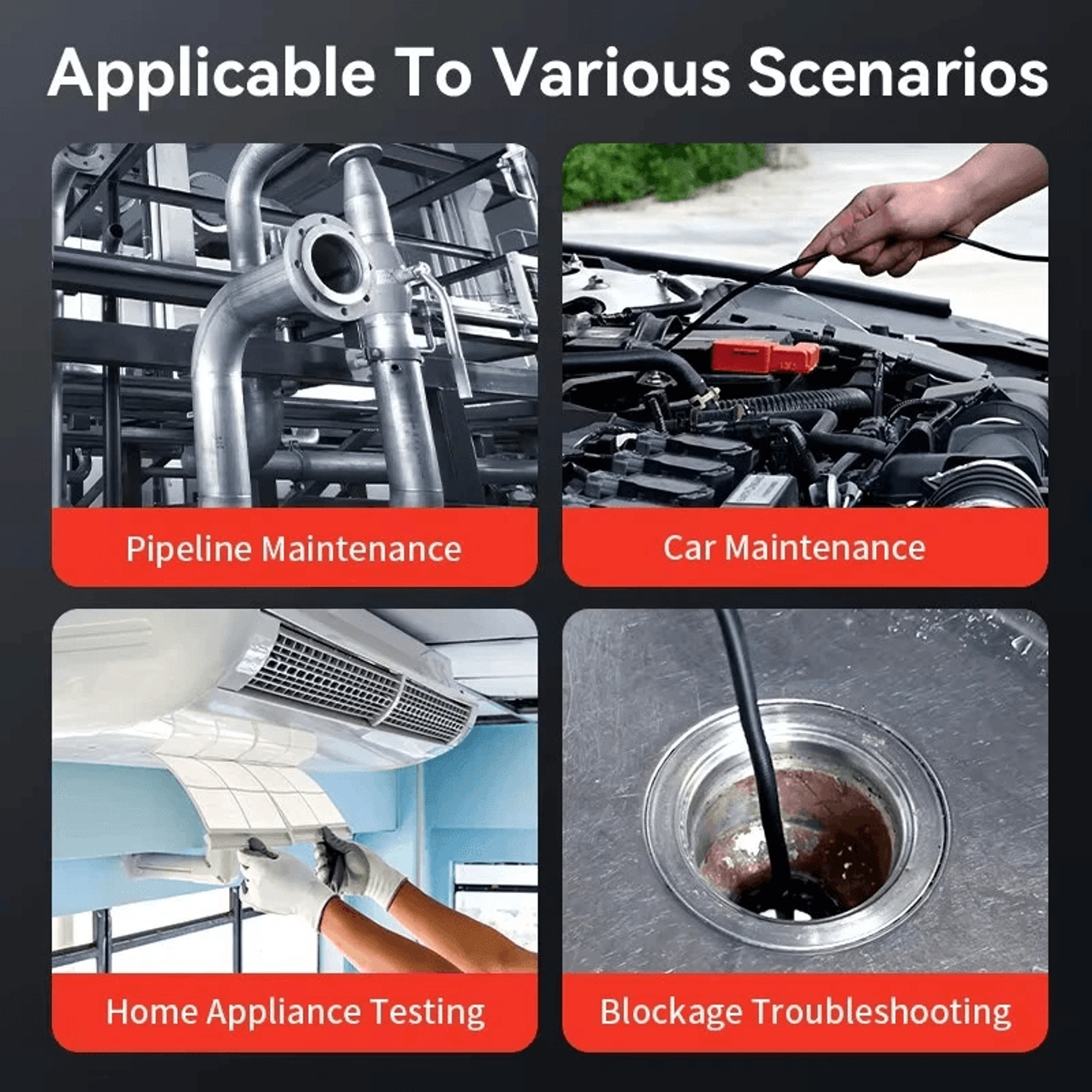 Rotating Endoscope Camera With HD Waterproof Probe And LED Lights 2