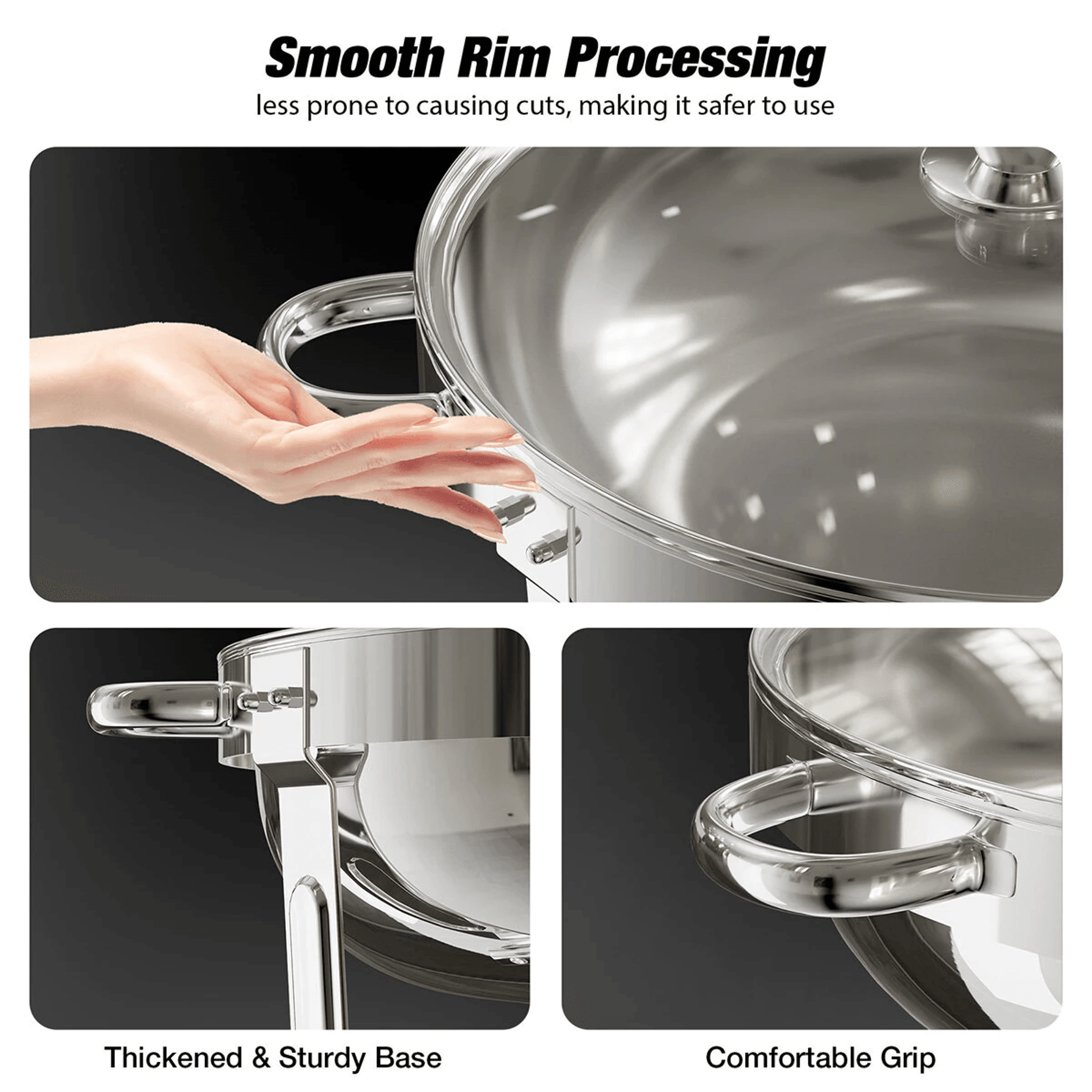Round Chafing Dish Buffet Set With Glass Lids Pack Stainless Steel Food Warmers 6