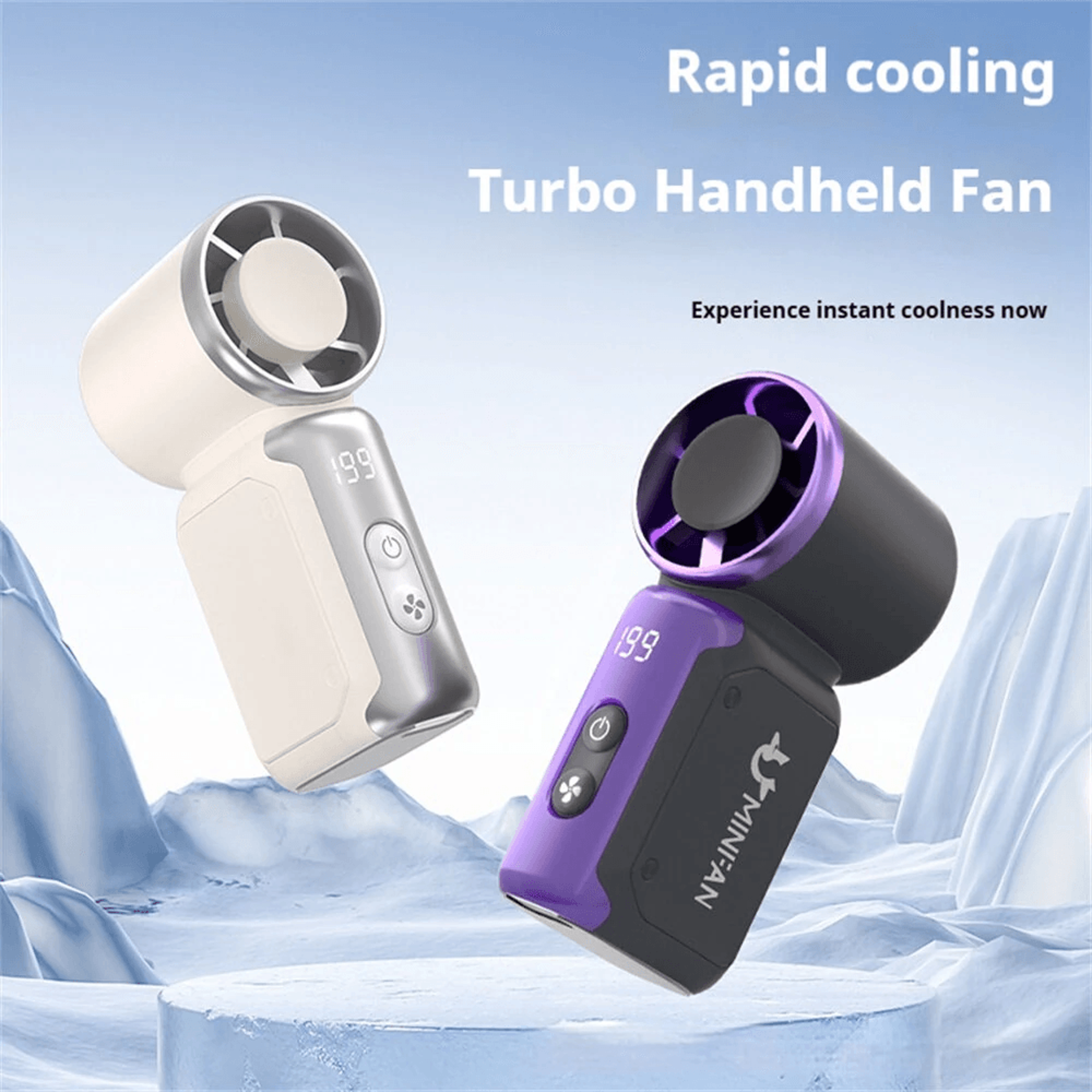 Portable Rechargeable Handheld Fan With Speed Control And LED Display 5