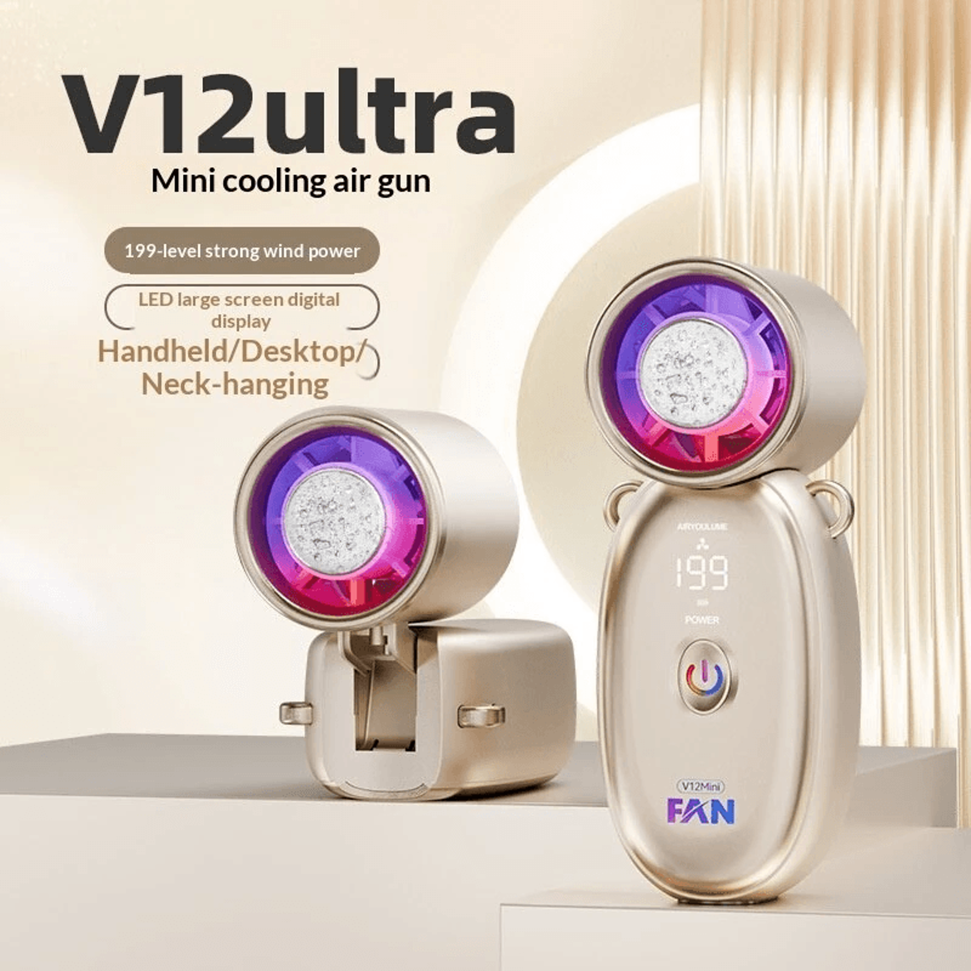 Portable Rechargeable Handheld Fan With Adjustable Airflow And LED Display 2