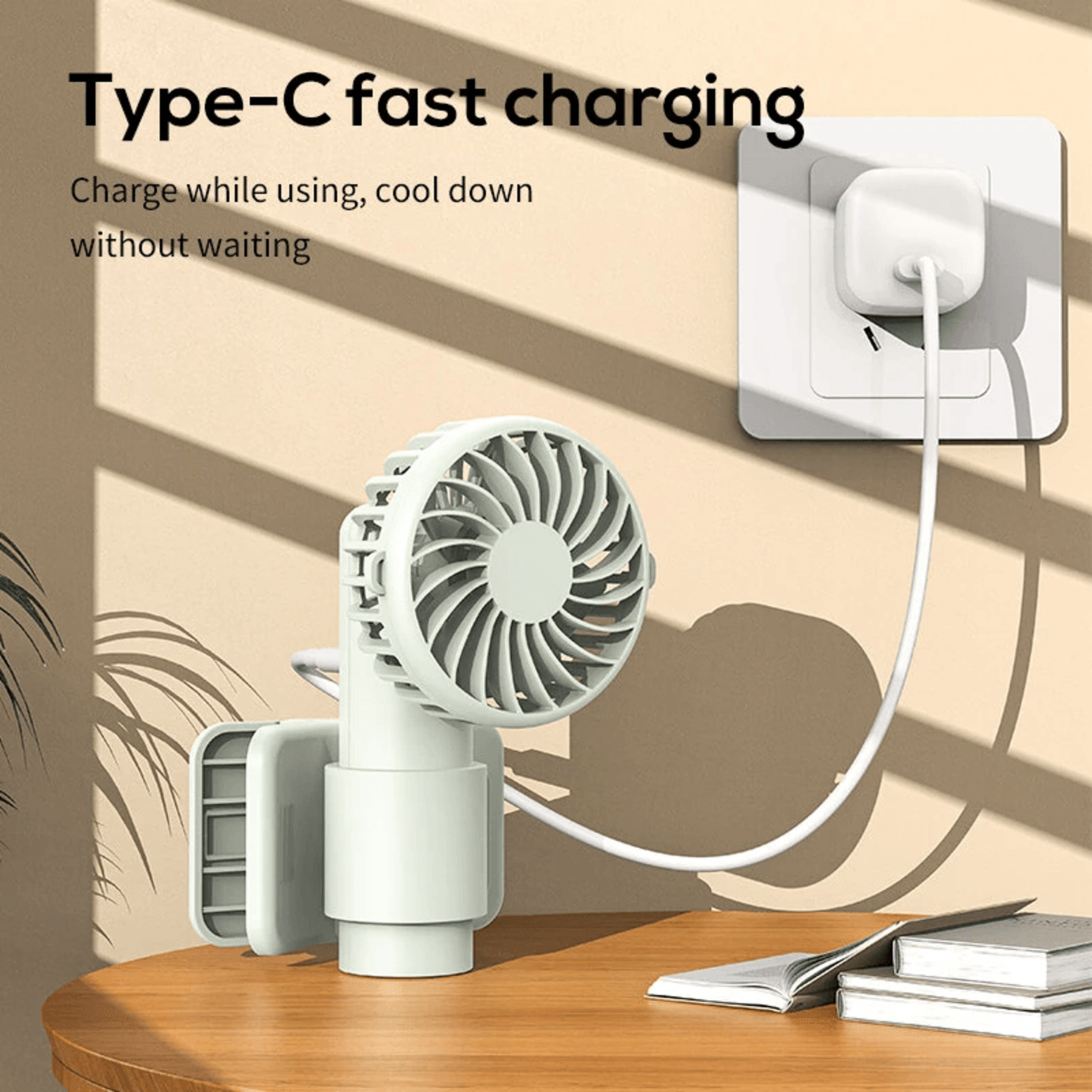 Portable Umbrella Clip Fan USB Rechargeable Speed Handheld Desk Fan 7