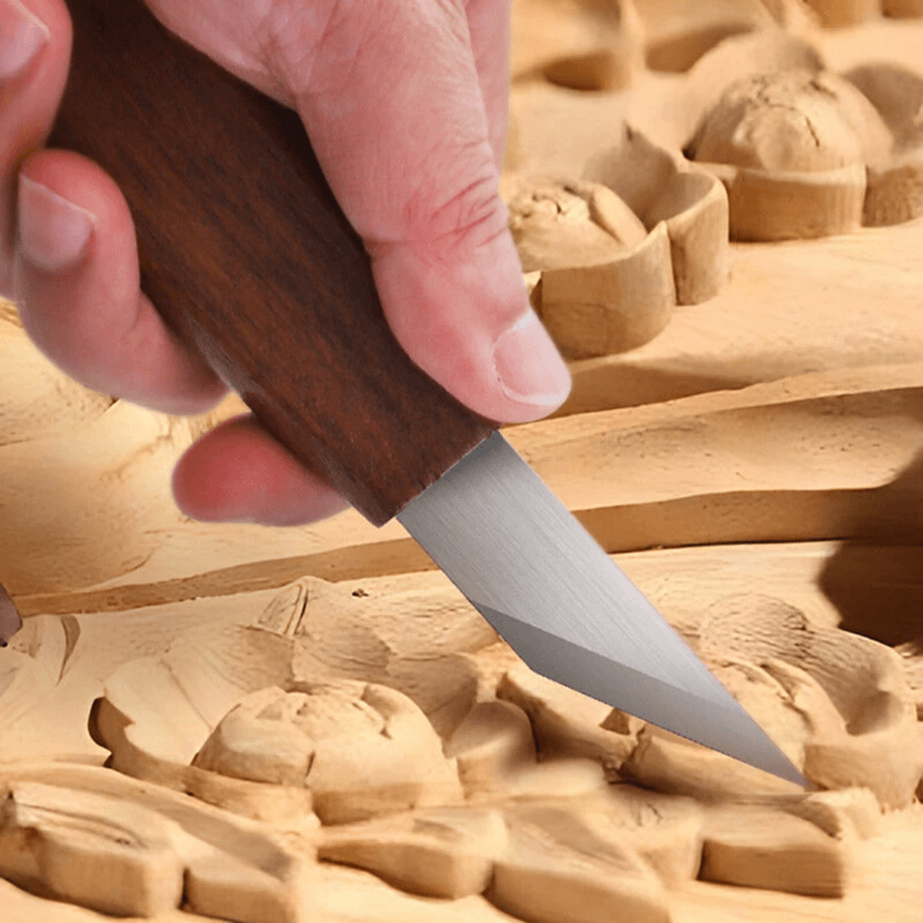 Precision Wood Carving Knife With CRV Blade And Walnut Handle 1