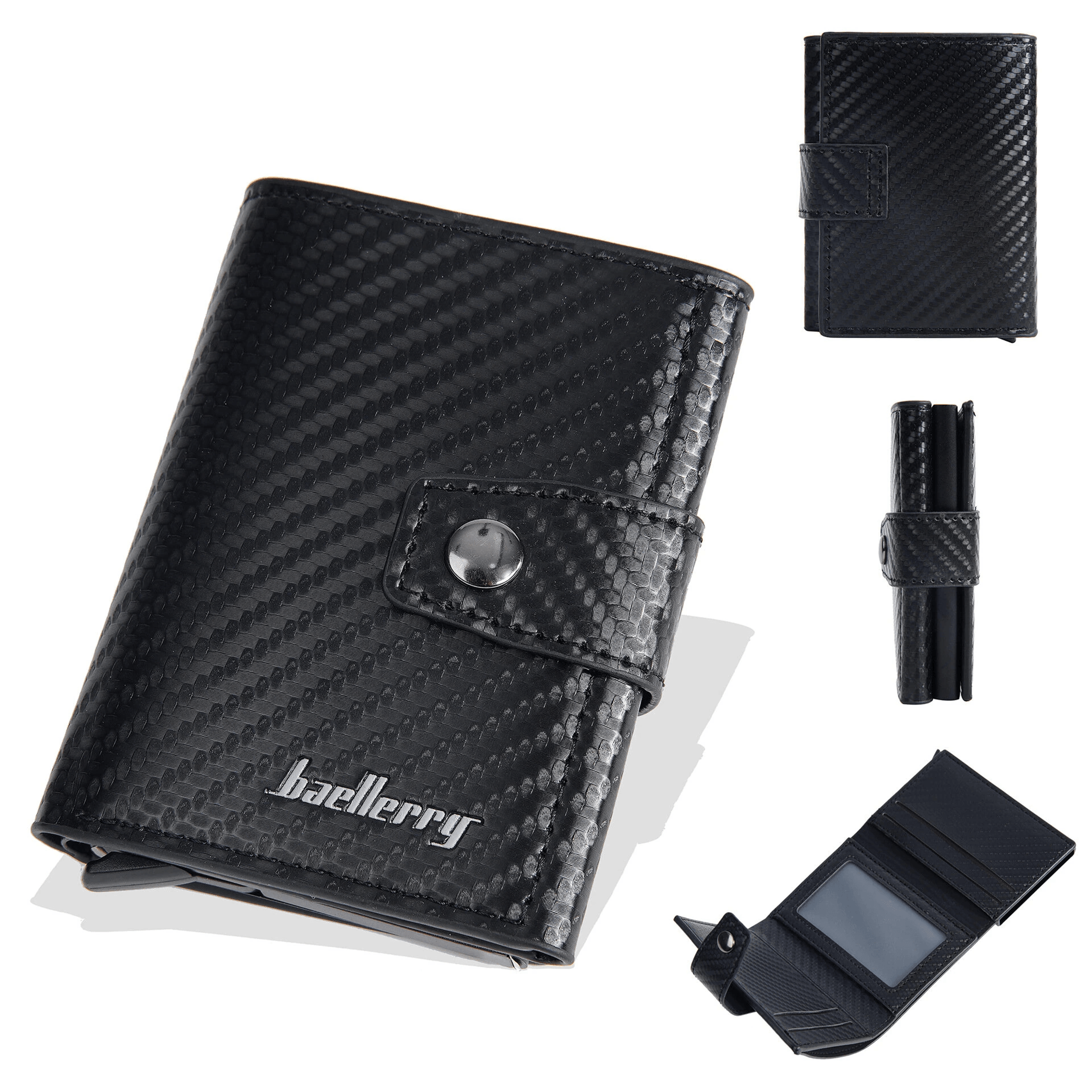 RFID Blocking Trifold Wallet With Auto Pop Up Card Holder Coin Pocket And Money Clip 0