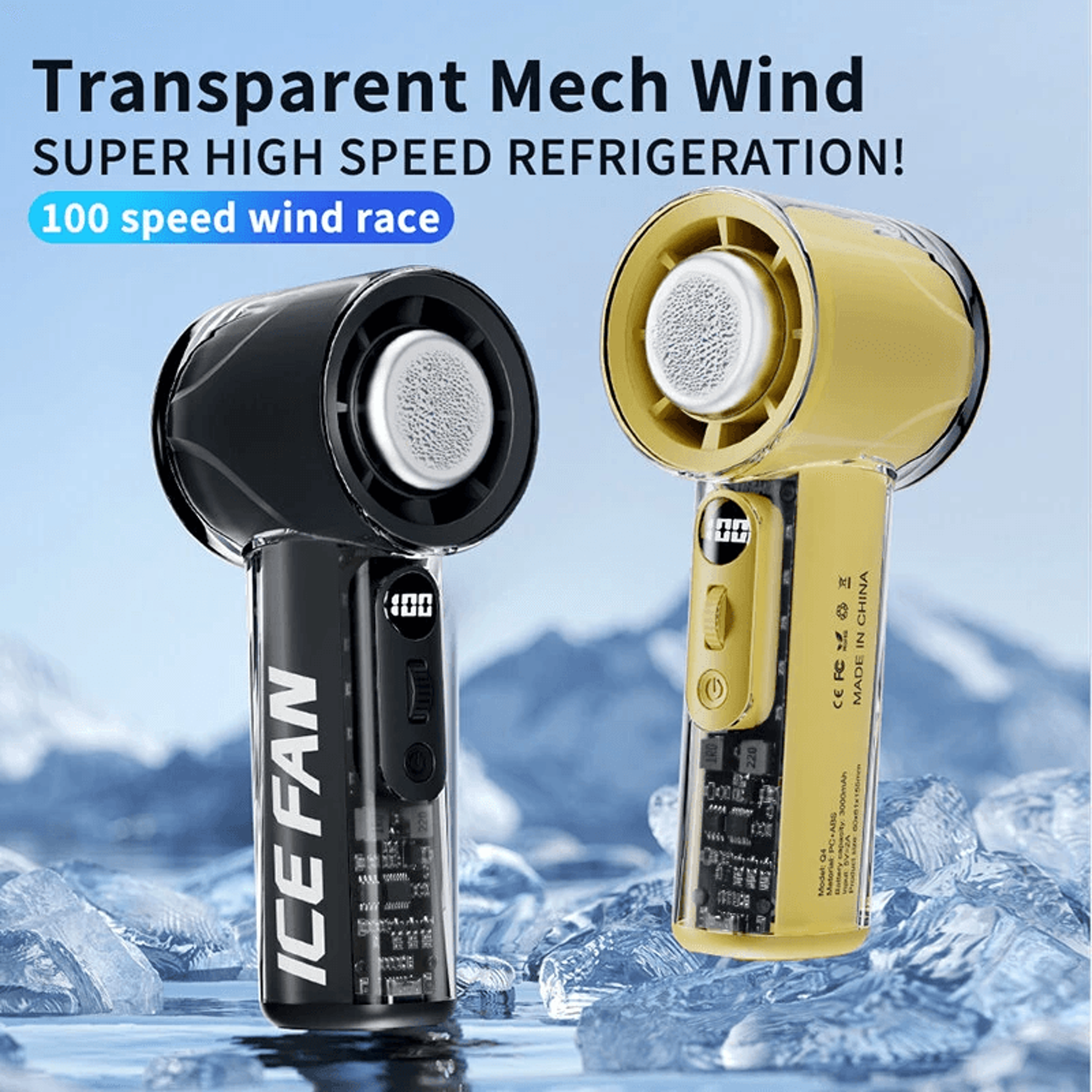 Portable Handheld Turbo Fan With Ice Cooling Speed Control And Rechargeable Battery 5