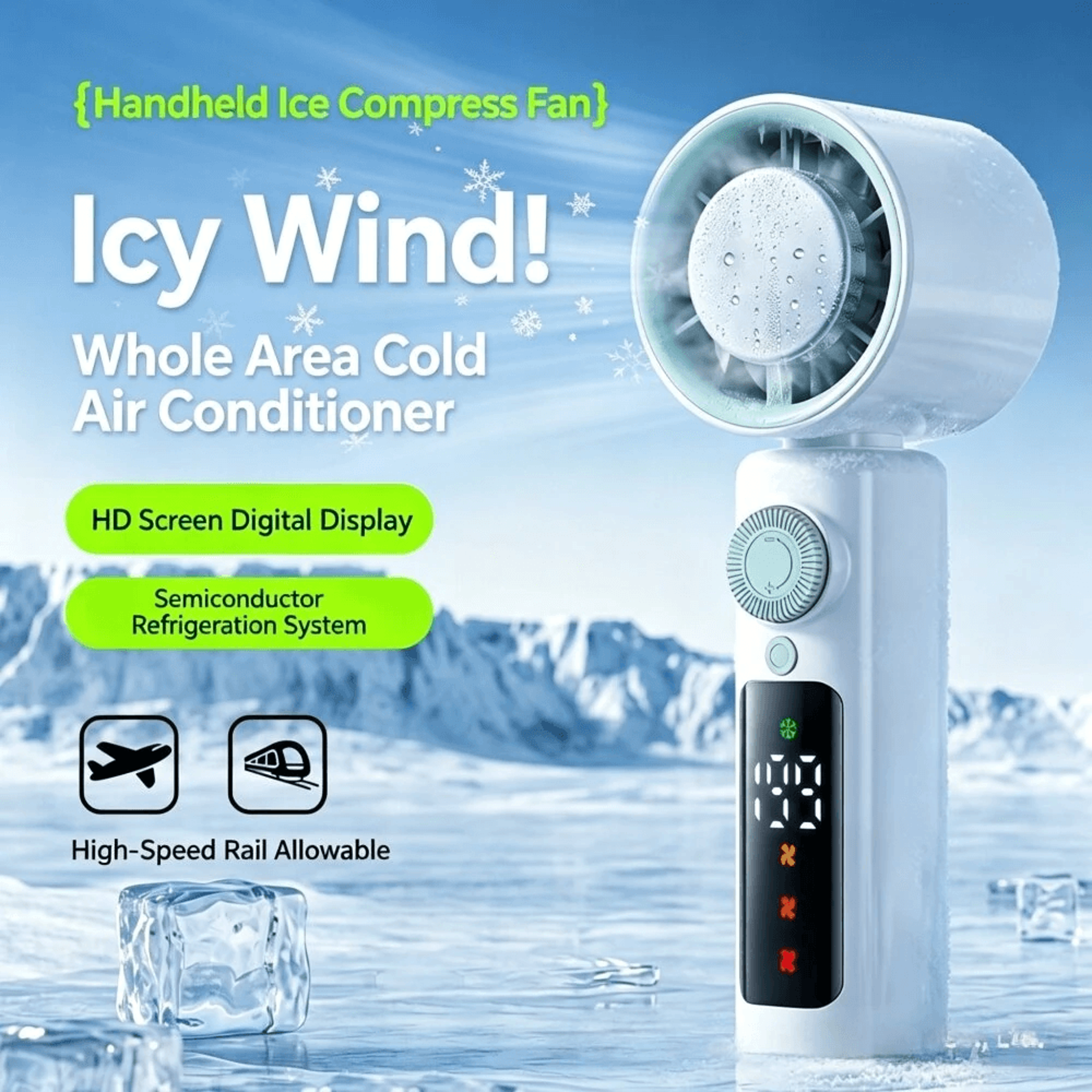 Rechargeable Handheld Fan With Speed Settings LED Display And Desktop Design 4