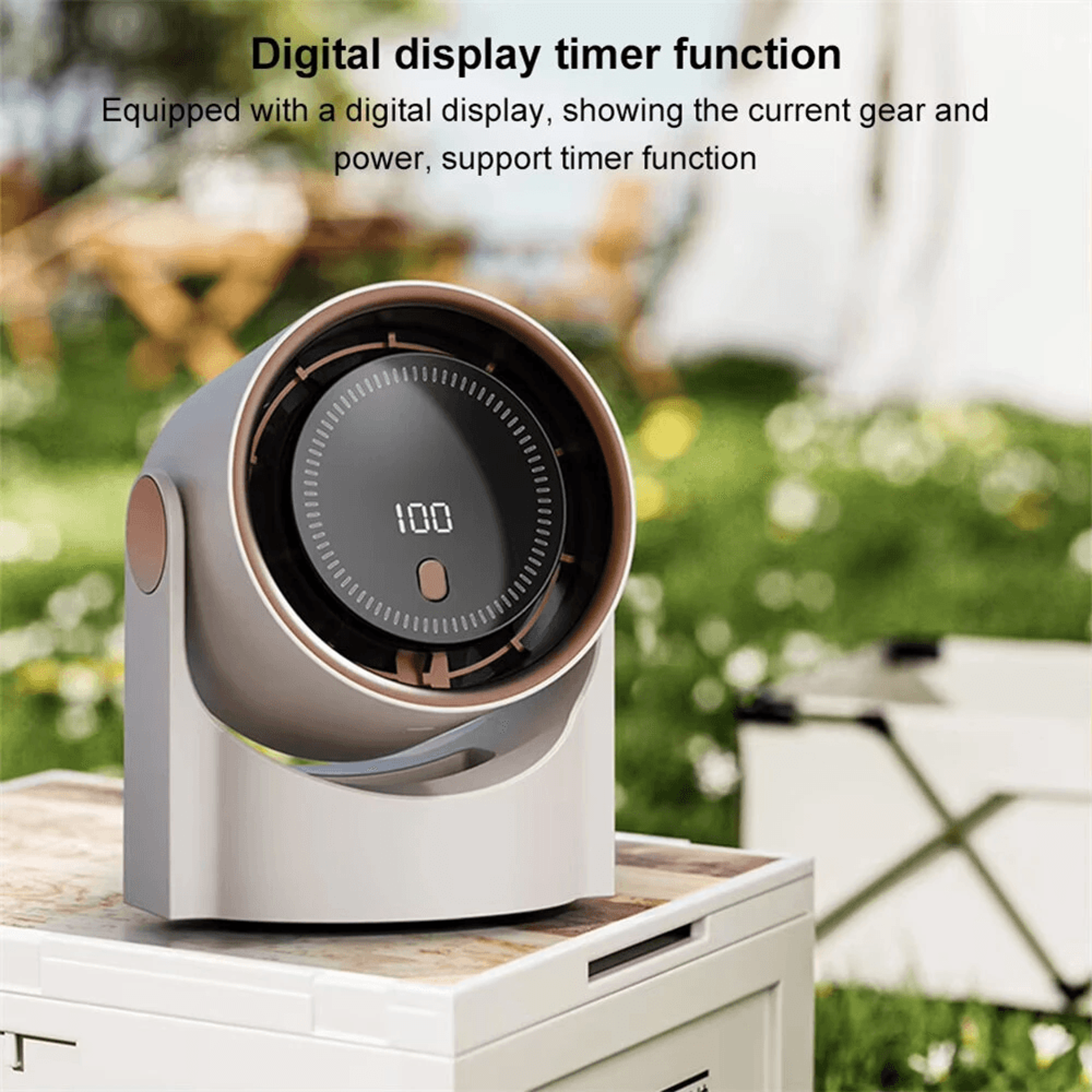 Portable Bladeless Desk Fan With Speed Control Digital Display And USB Rechargeable Cooling 1