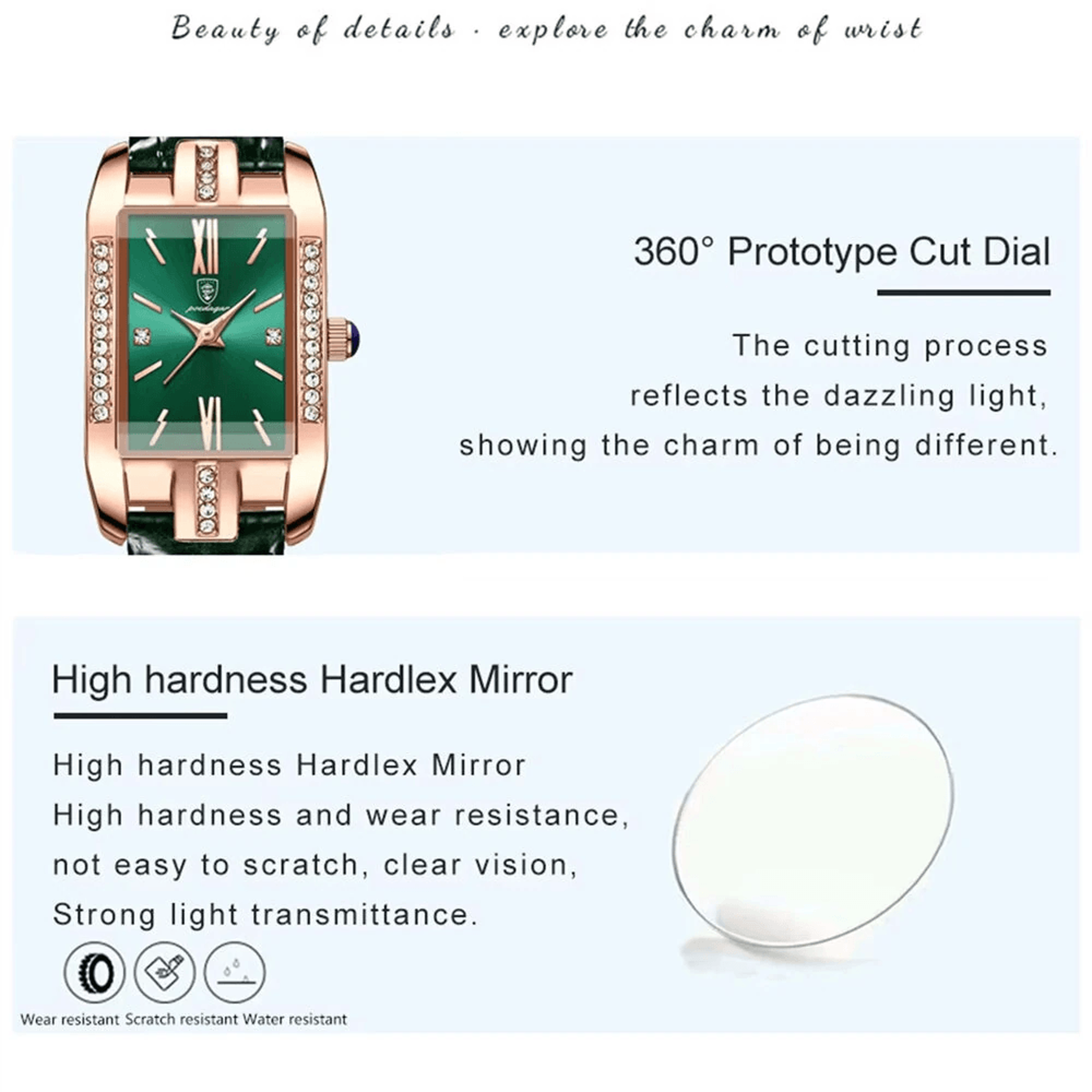 Elegant Rectangular Quartz Watch For Women With Leather Strap And Crystal Accents 5