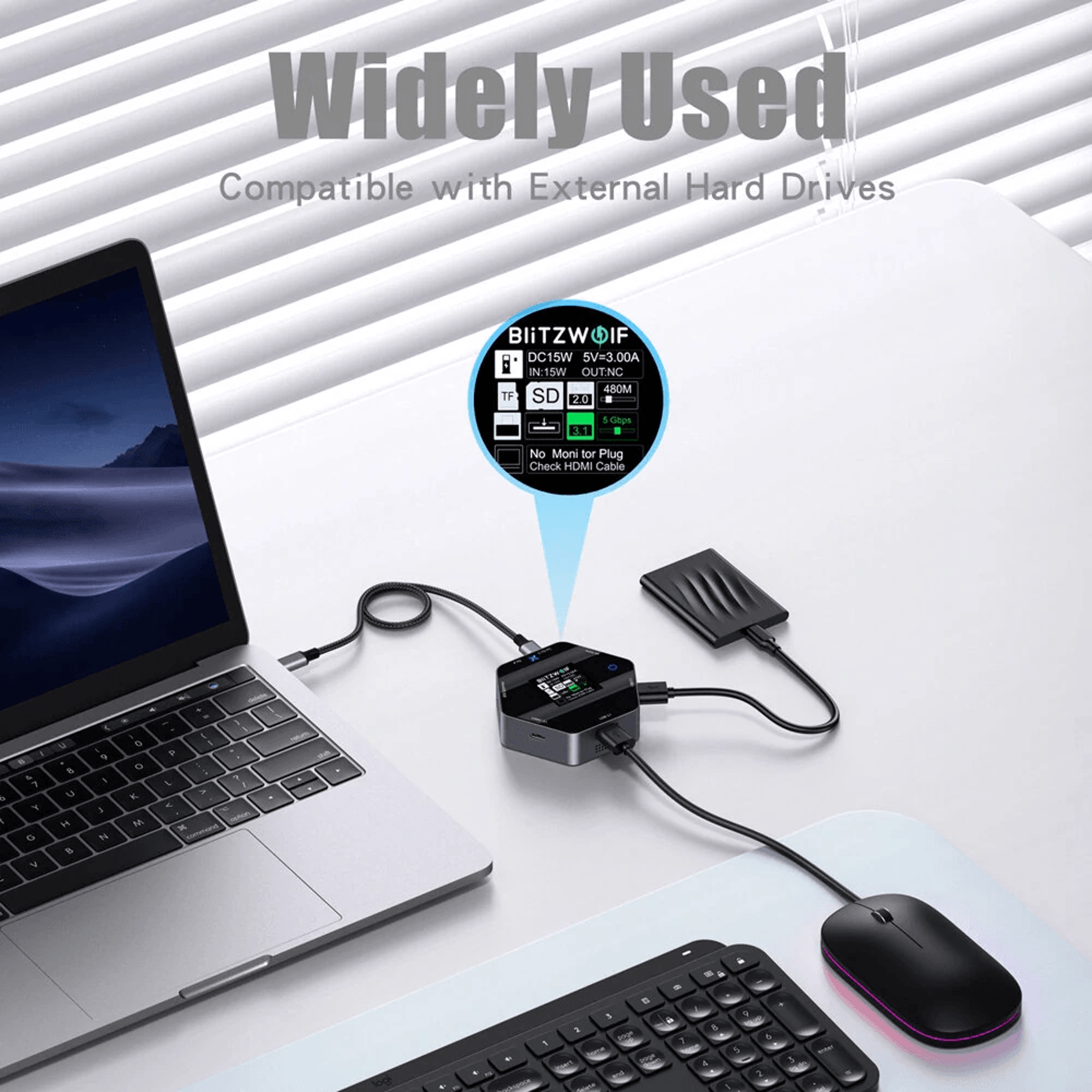 USB C Docking Station With LCD Display HDMI And PD Charging 1