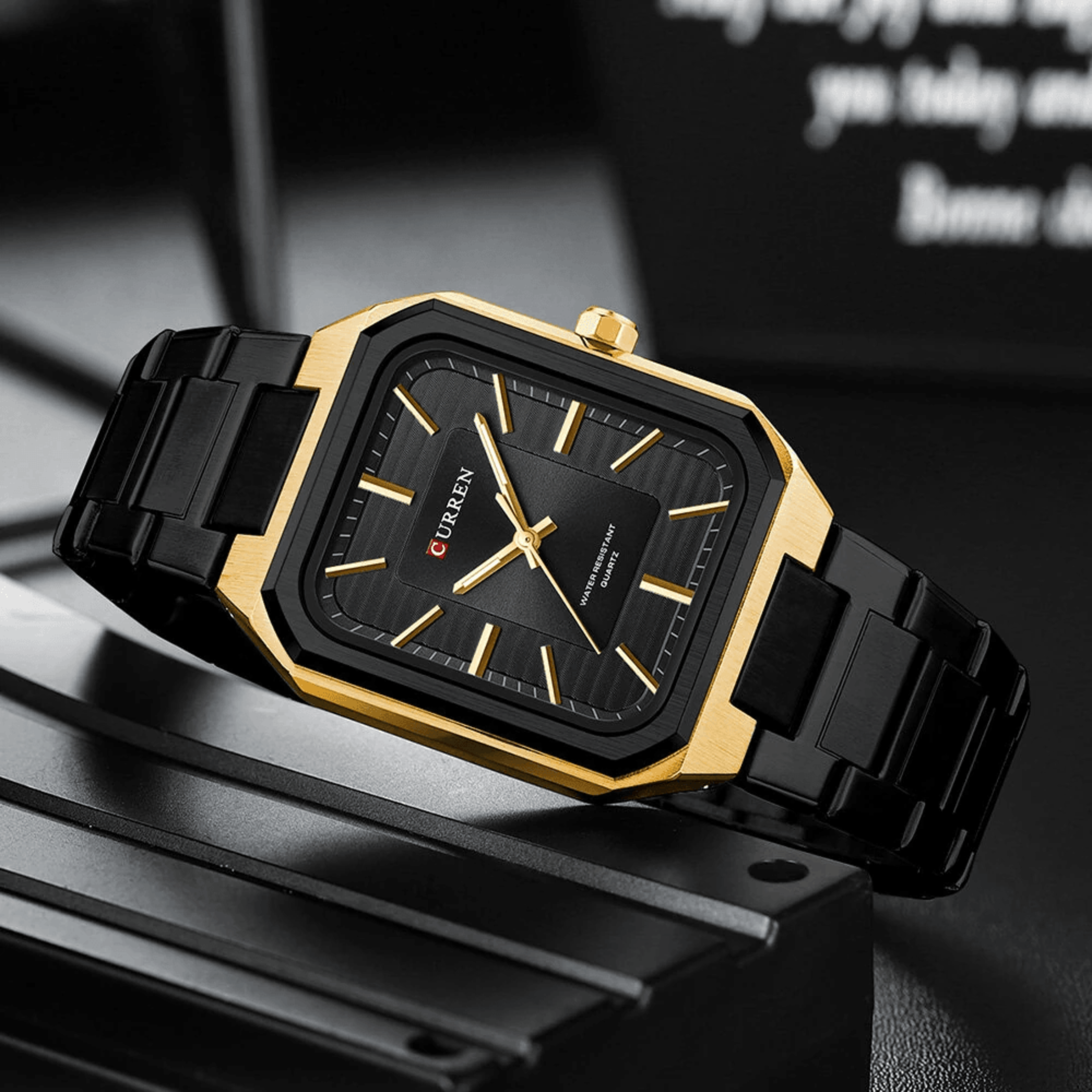 Rectangular Business Watch For Men Stainless Steel Quartz Wristwatch With Luminous Hands 2