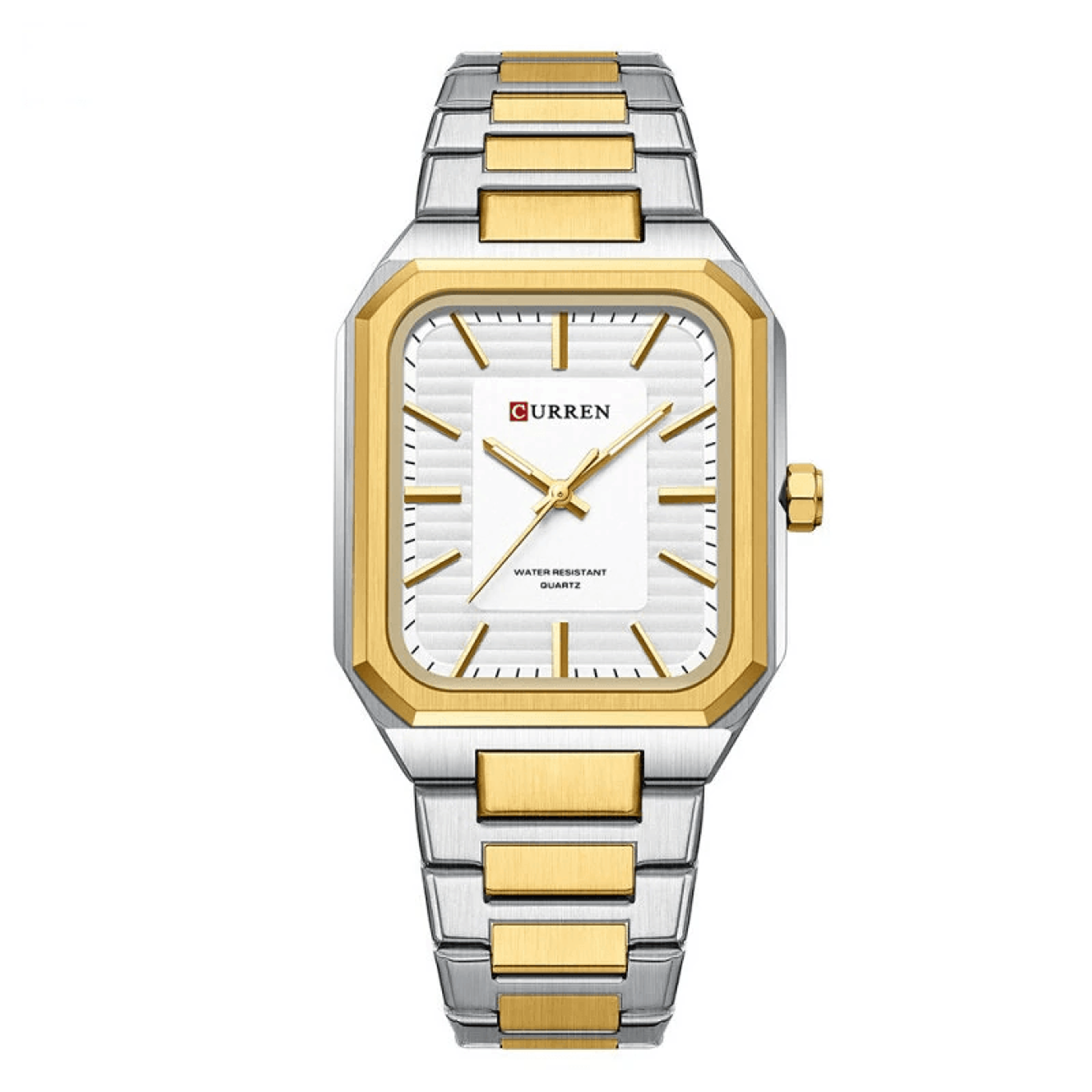 Rectangular Business Watch For Men Stainless Steel Quartz Wristwatch With Luminous Hands 8