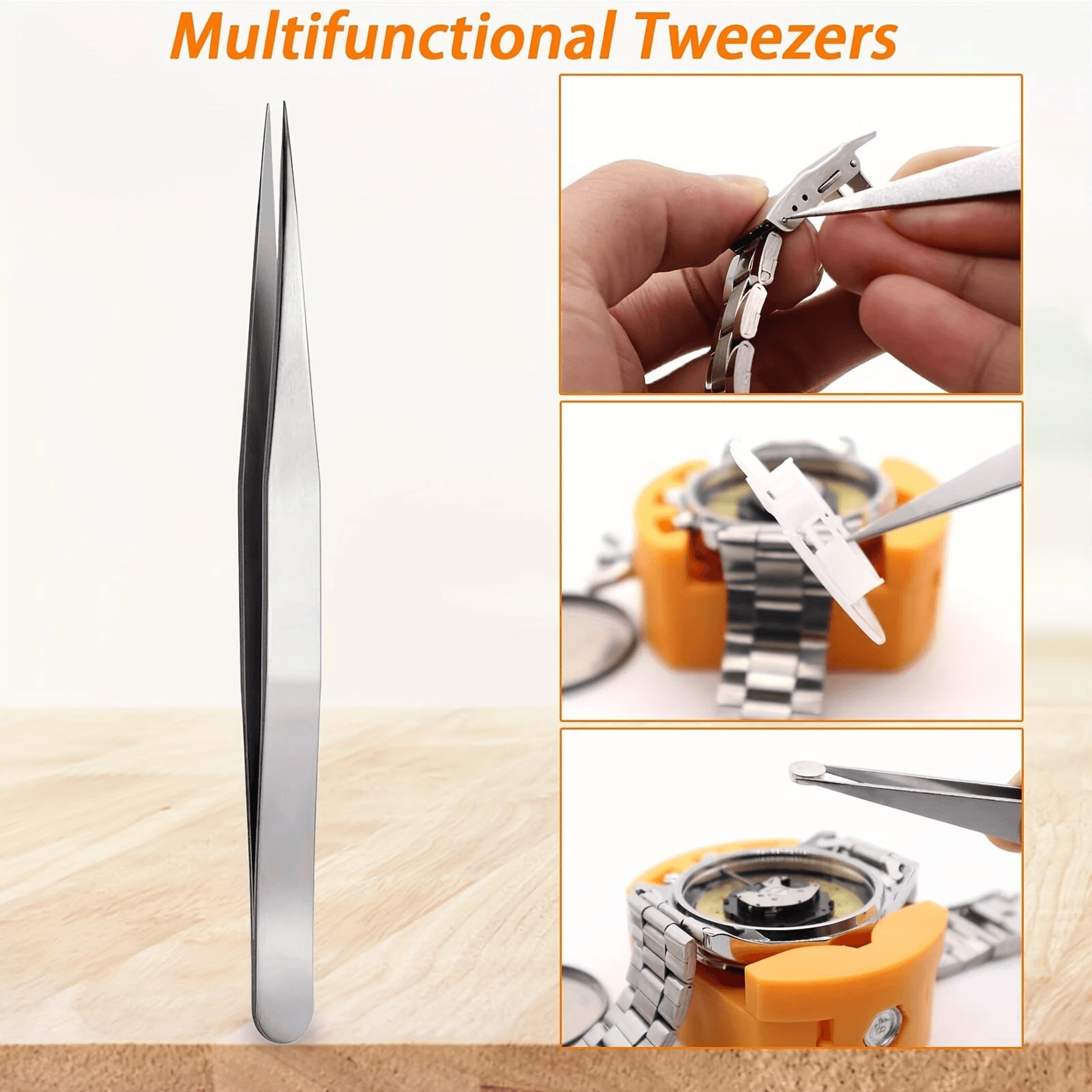 Adjustable Watch Case Back Opener Tool Set With Holder And Tweezers 2