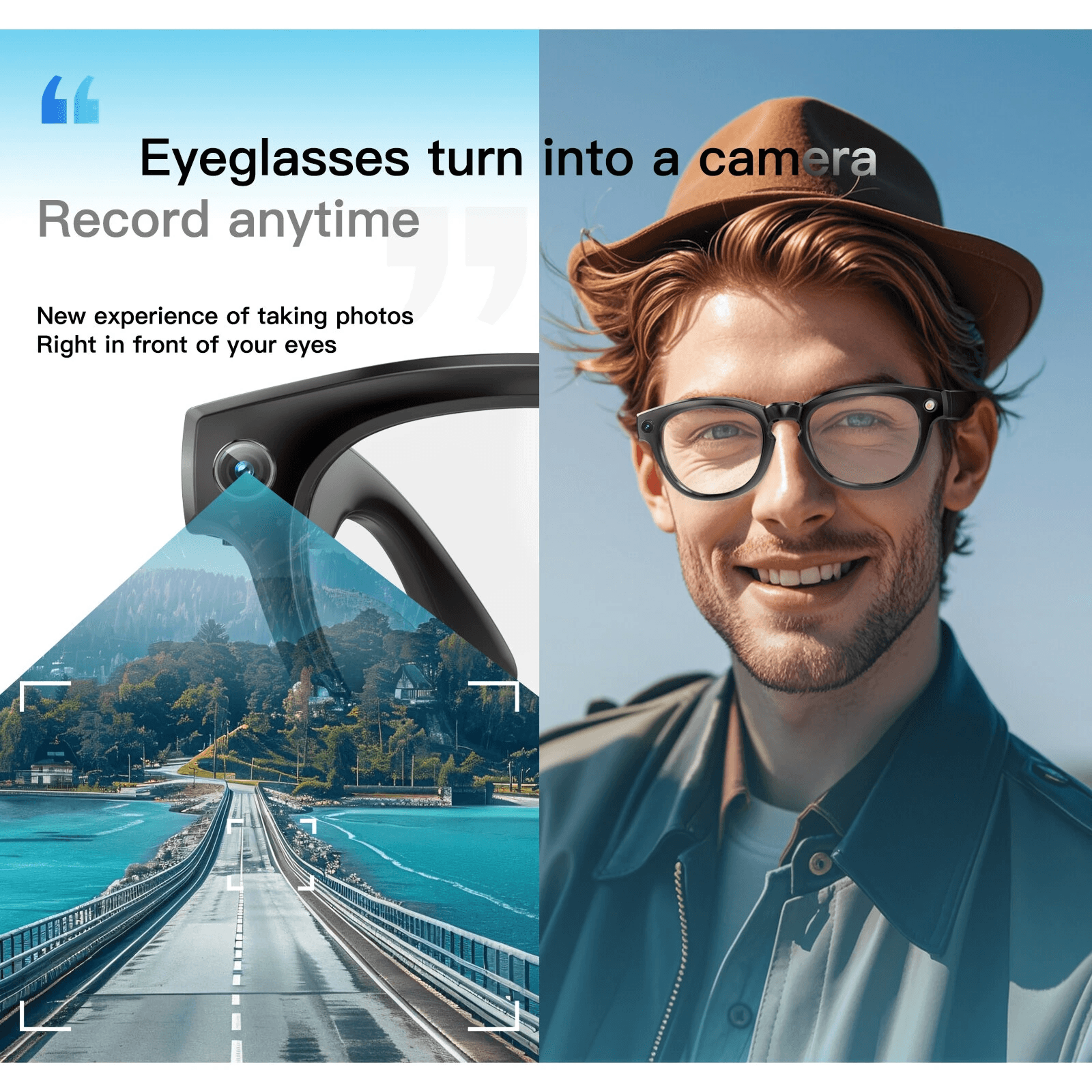 AI Smart Camera Glasses With Bluetooth Voice Control And Hands Free Recording 2