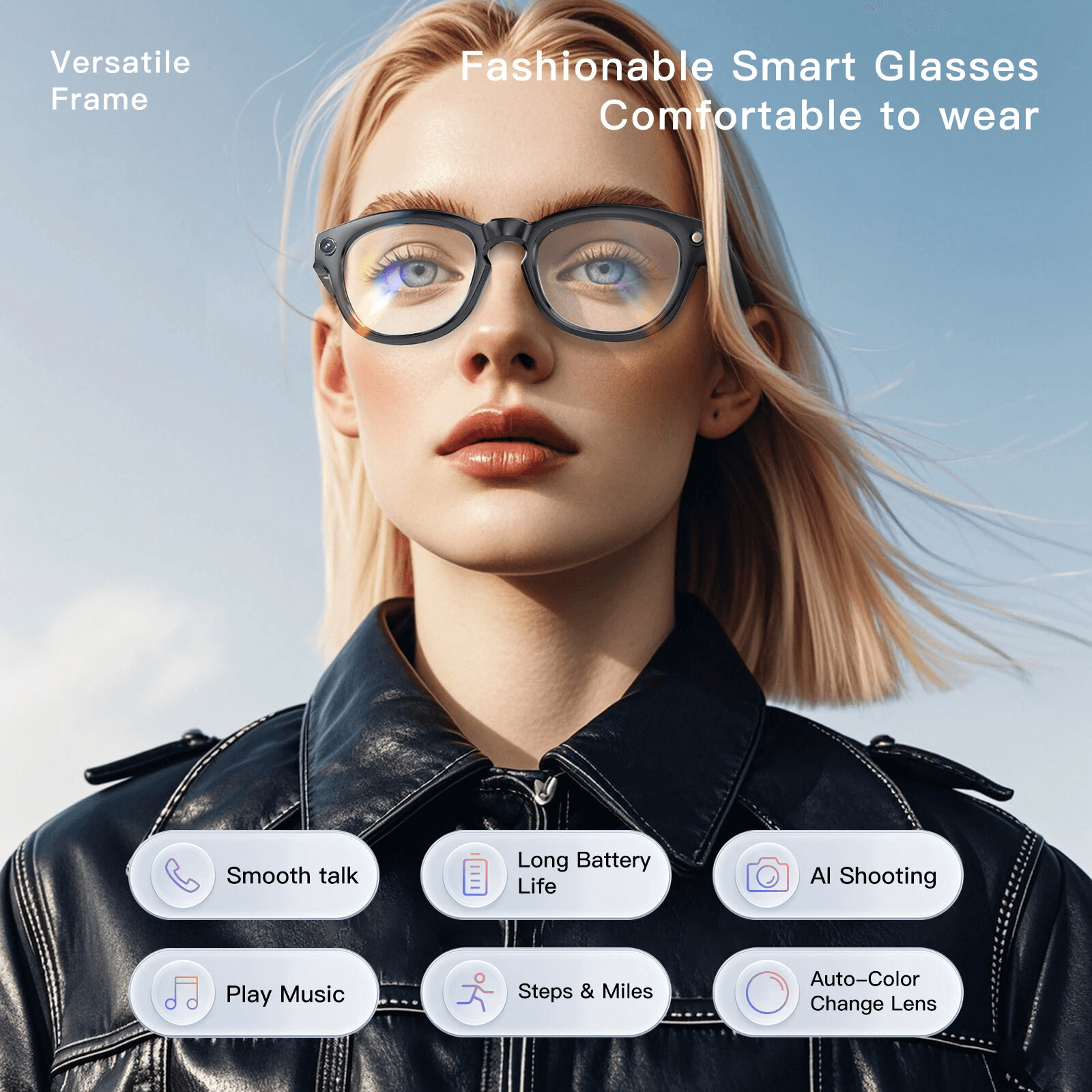 AI Smart Camera Glasses With Bluetooth Voice Control And Hands Free Recording 5