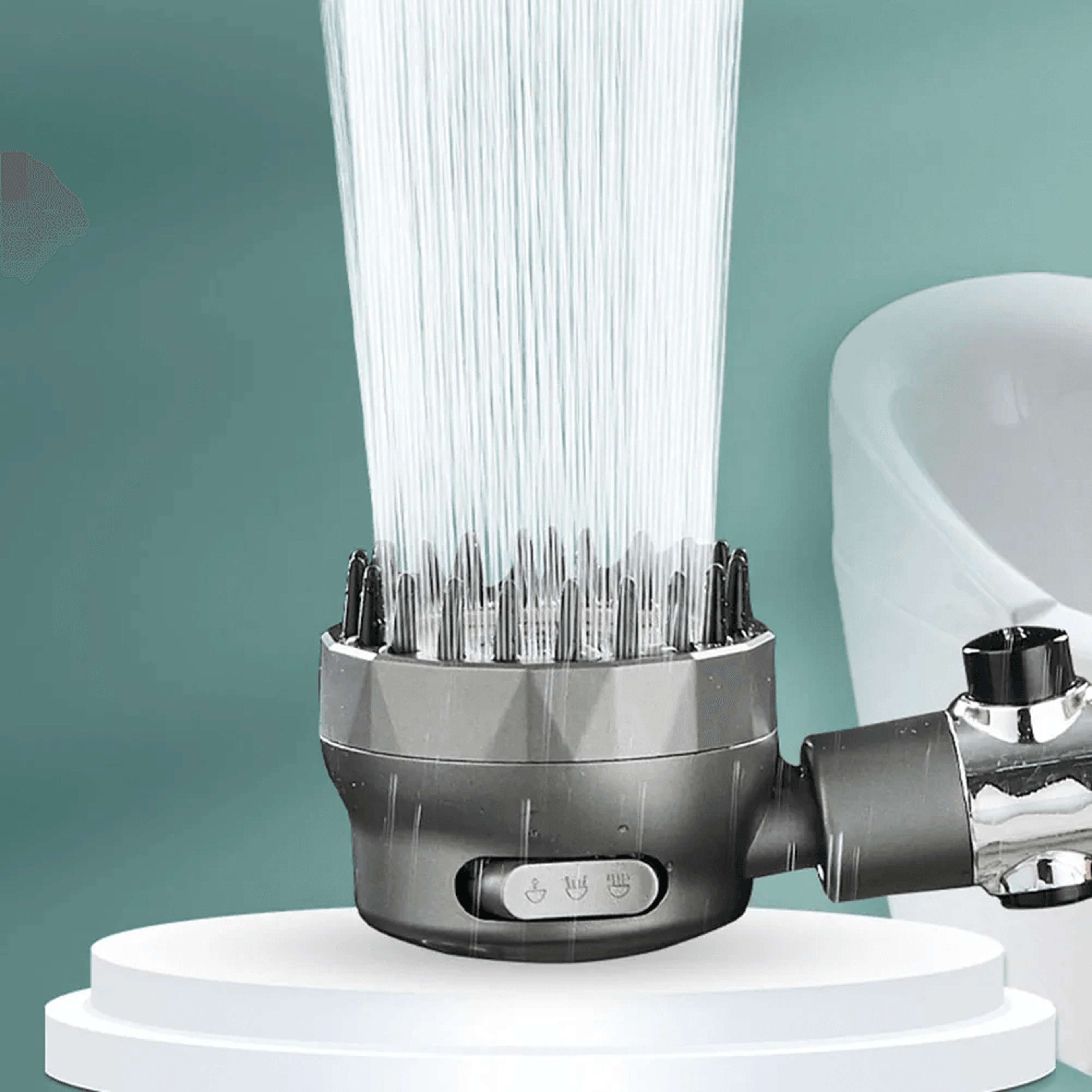 High Pressure Filter Shower Head With One Touch Stop And Massage Brush 0