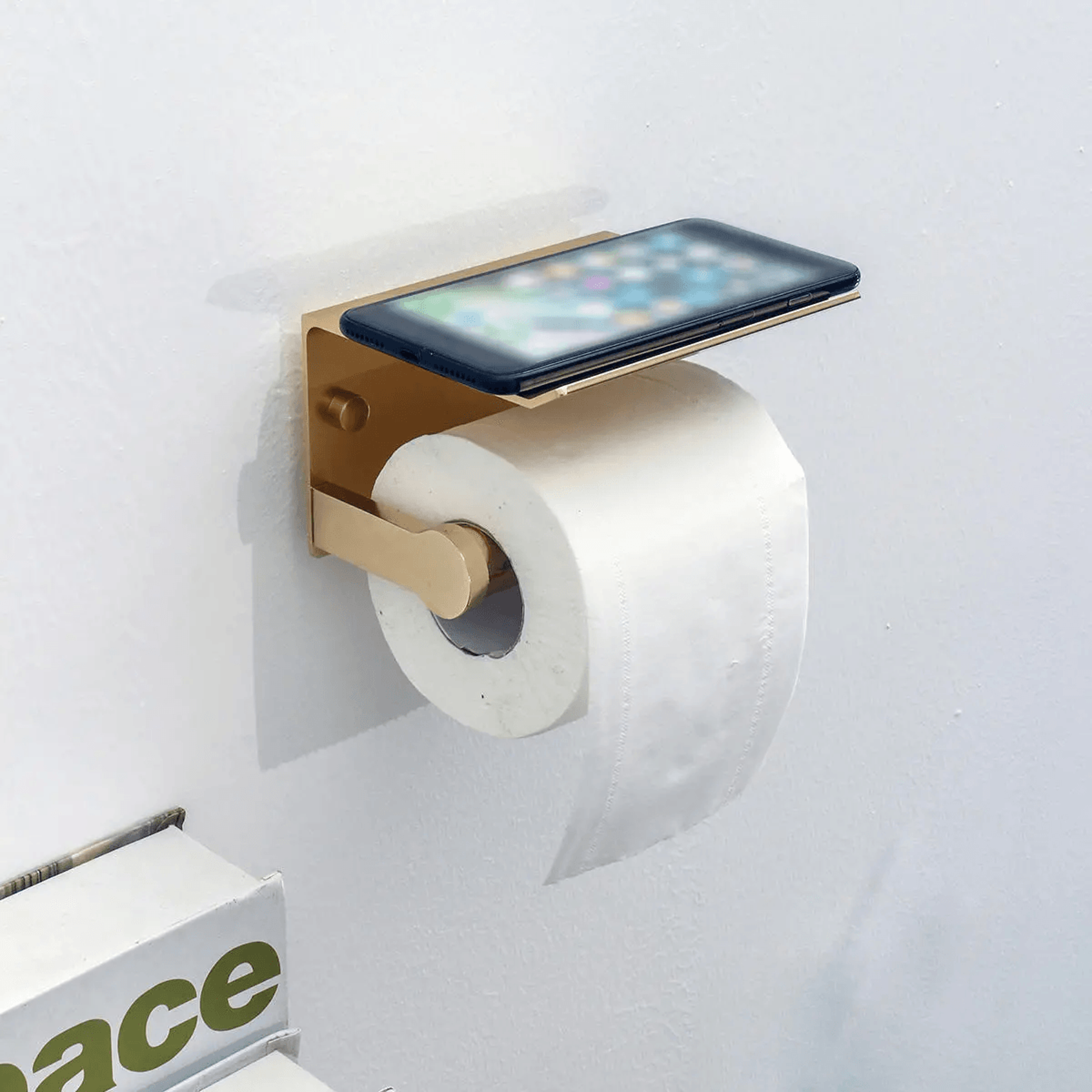 Wall Mounted Toilet Paper Holder With Phone Shelf Stainless Steel Bathroom Roll Holder 1