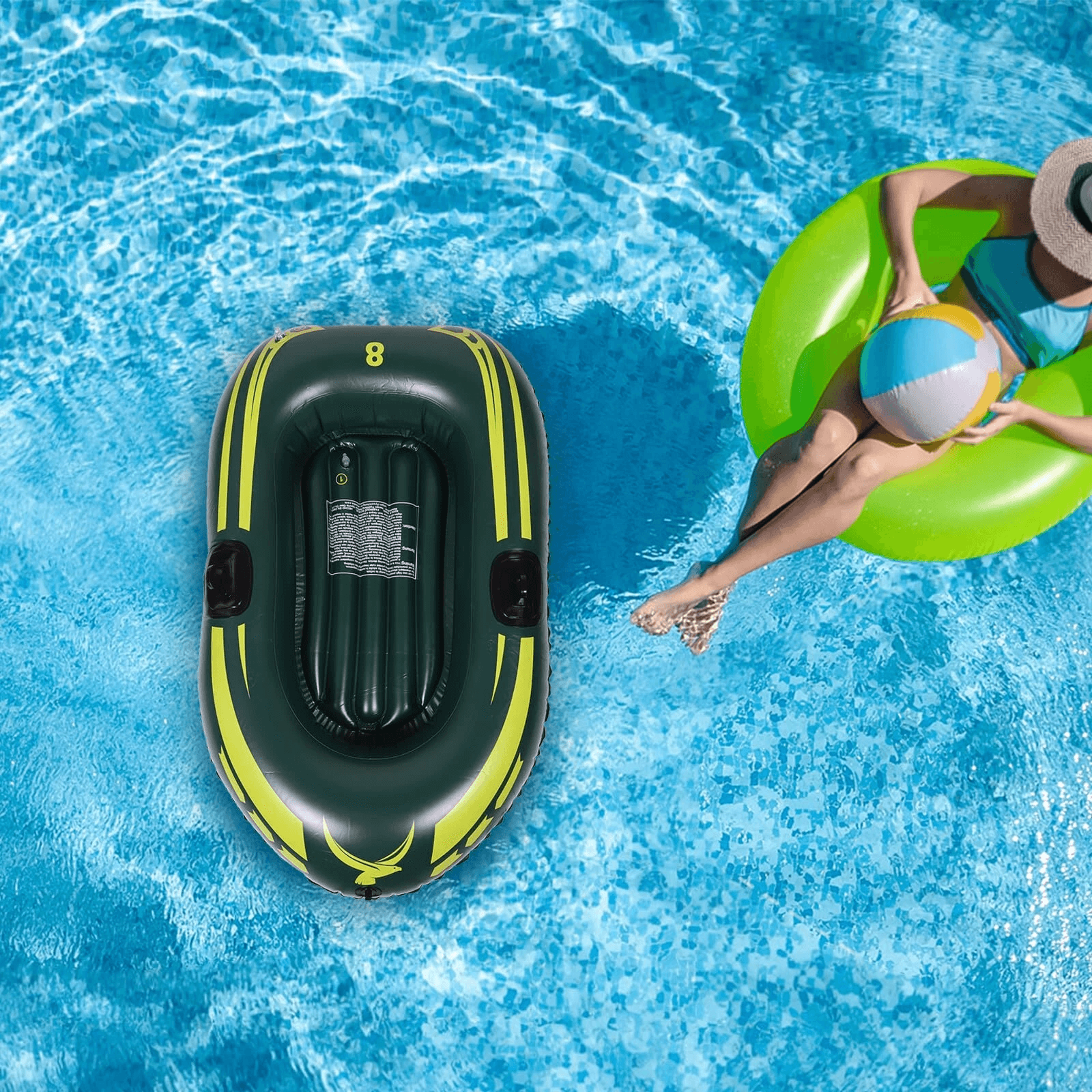 Single Person Inflatable Boat Pool Float With Paddles And Pump 3