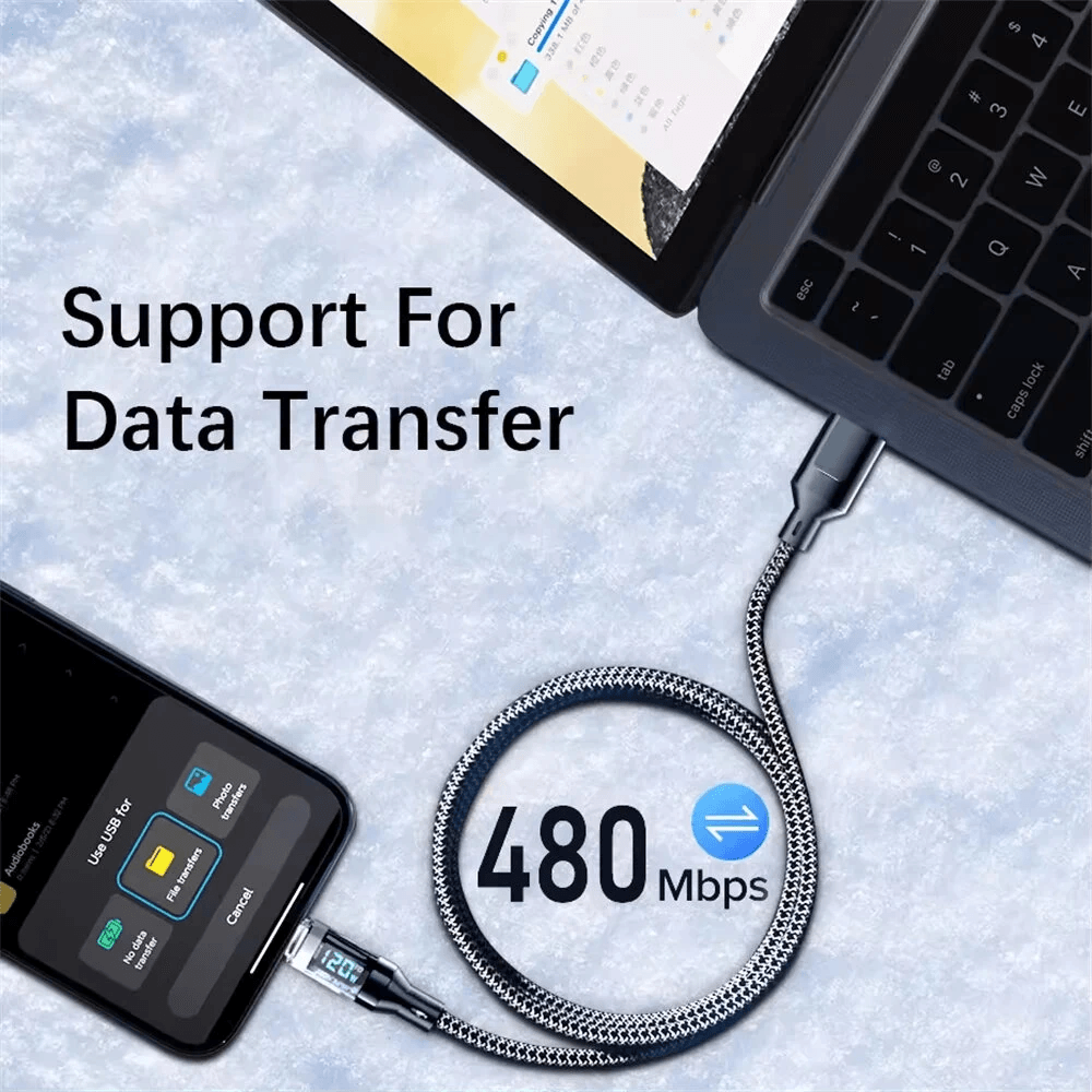Digital Display USB A To Type C Fast Charging Cable 4