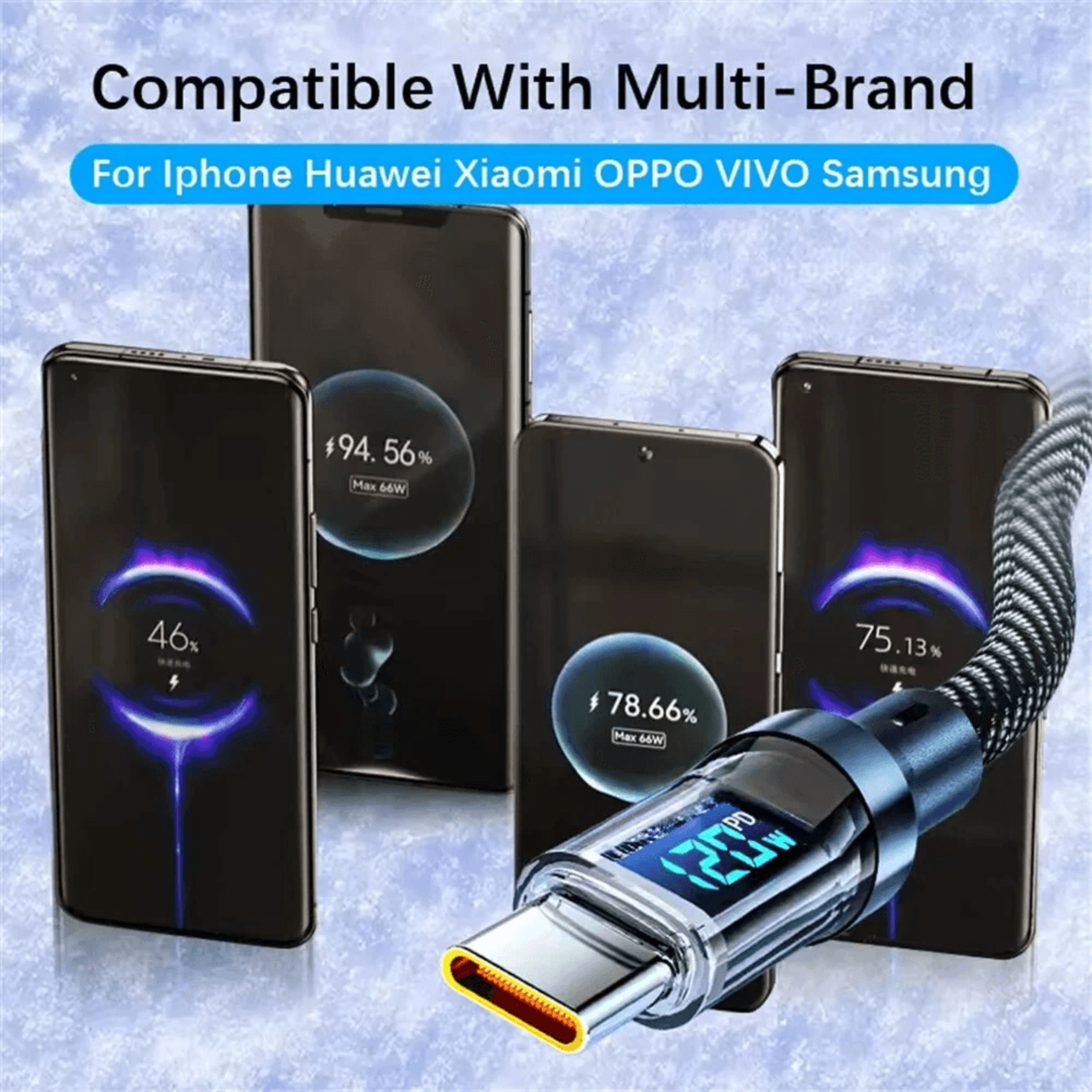Digital Display USB A To Type C Fast Charging Cable 3