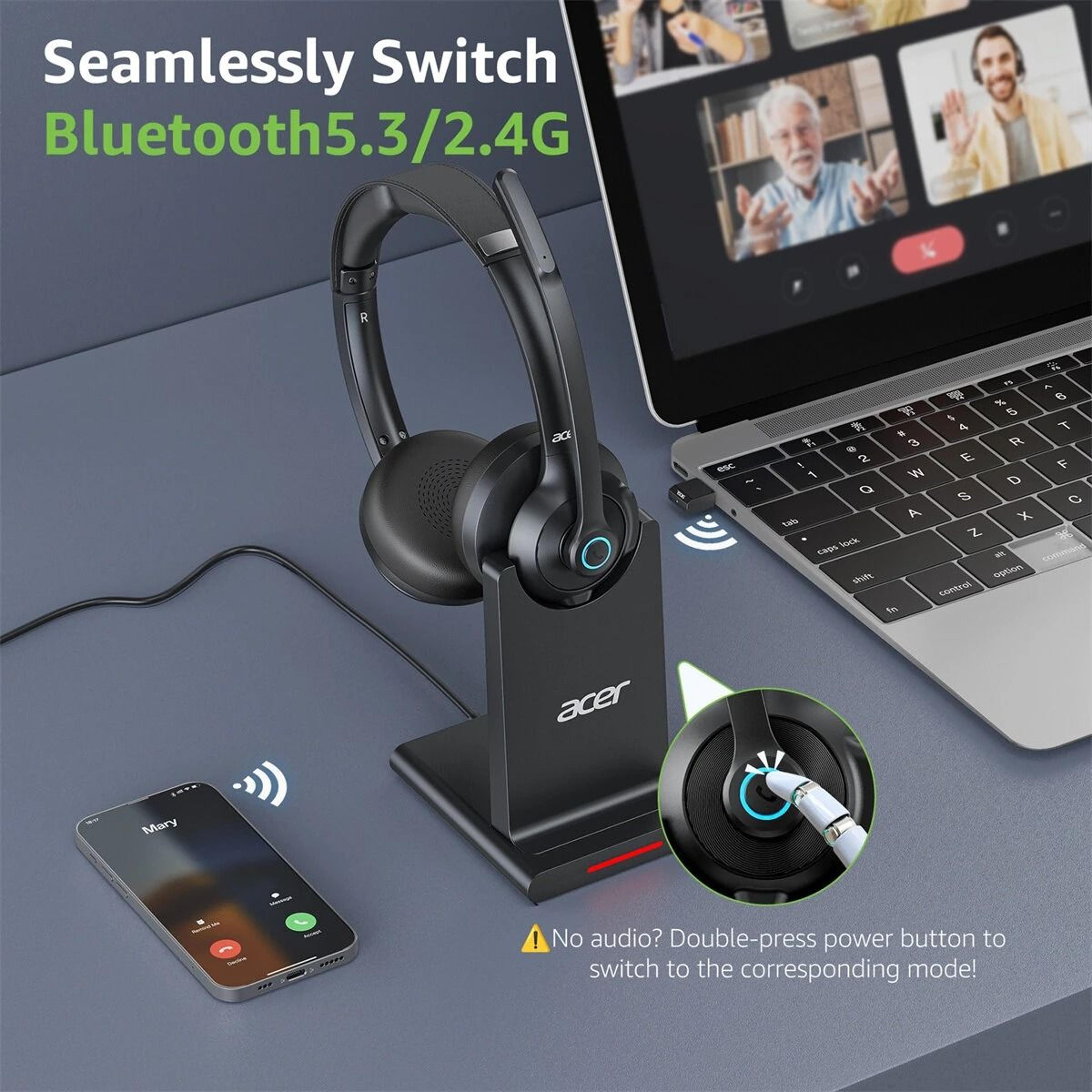 Wireless Bluetooth Headset With ENC Mic HiFi Sound And Charging Dock 3