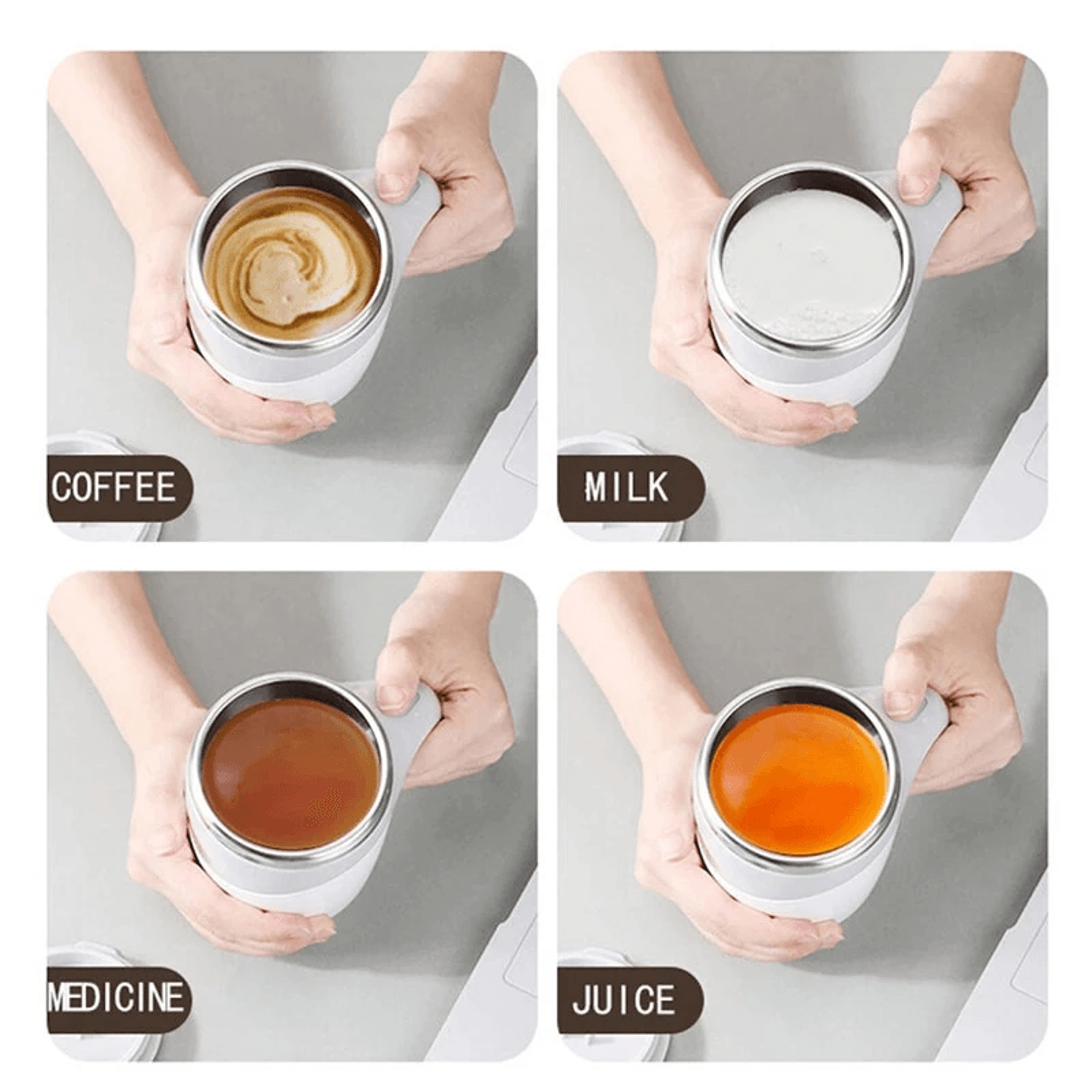 Magnetic Self Stirring Coffee Mug Stainless Steel Automatic Mixing Cup 2