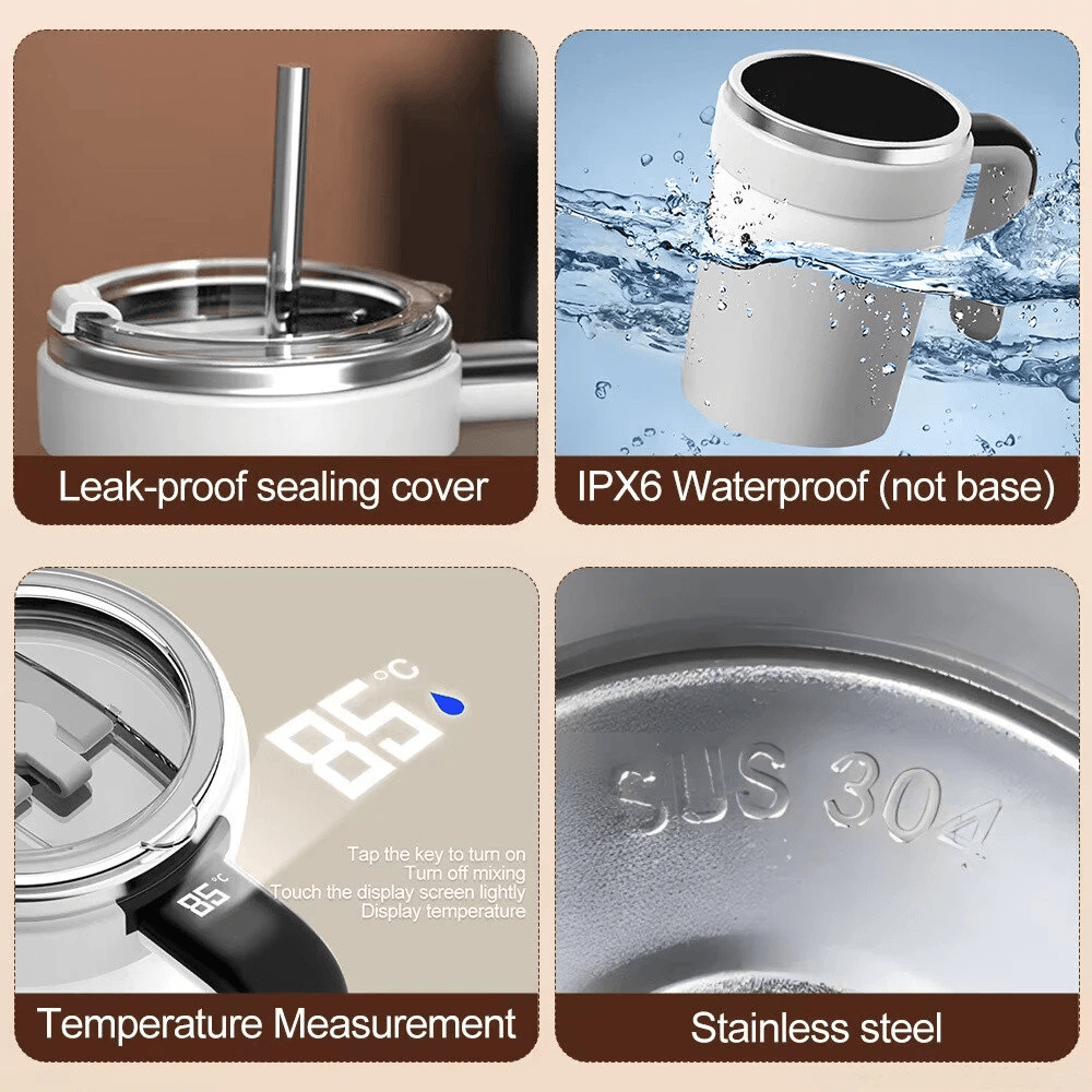 Automatic Magnetic Self Stirring Mug With USB Charging Straw And Lid 5