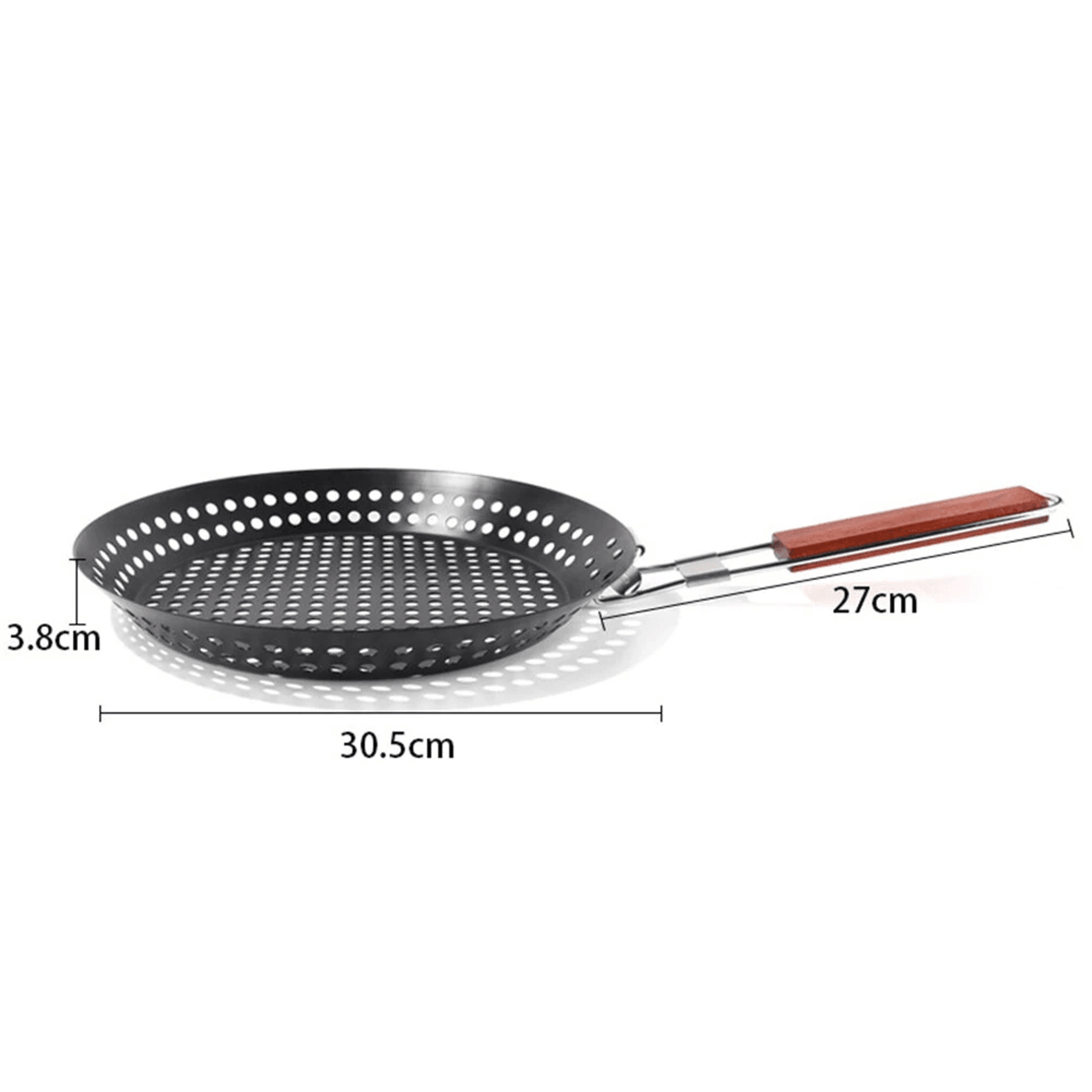 Round BBQ Grill Basket With Folding Handle For Vegetables Seafood And Outdoor Cooking 8
