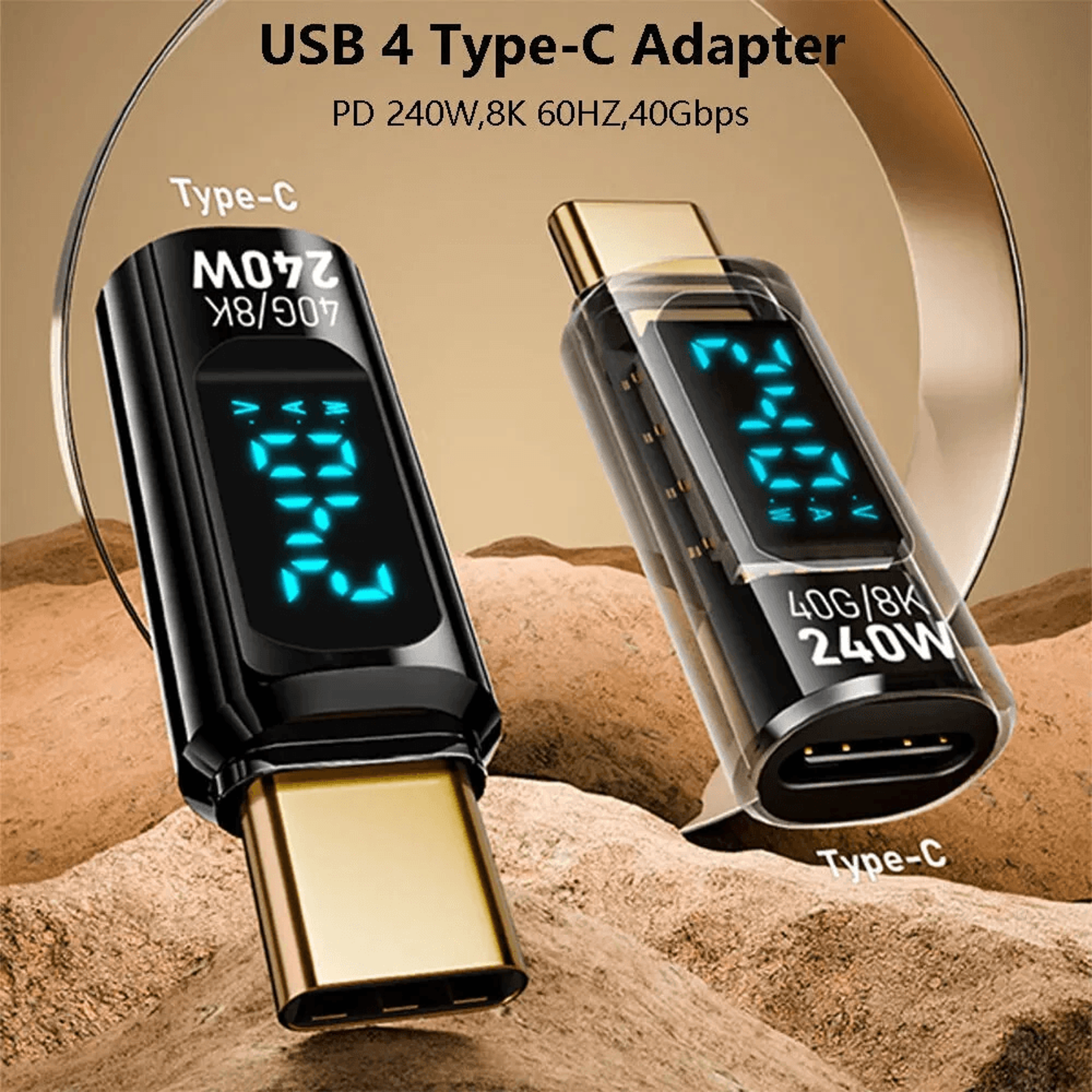 USB Type C OTG Adapter With LED Display Fast Charging Data Transfer 1
