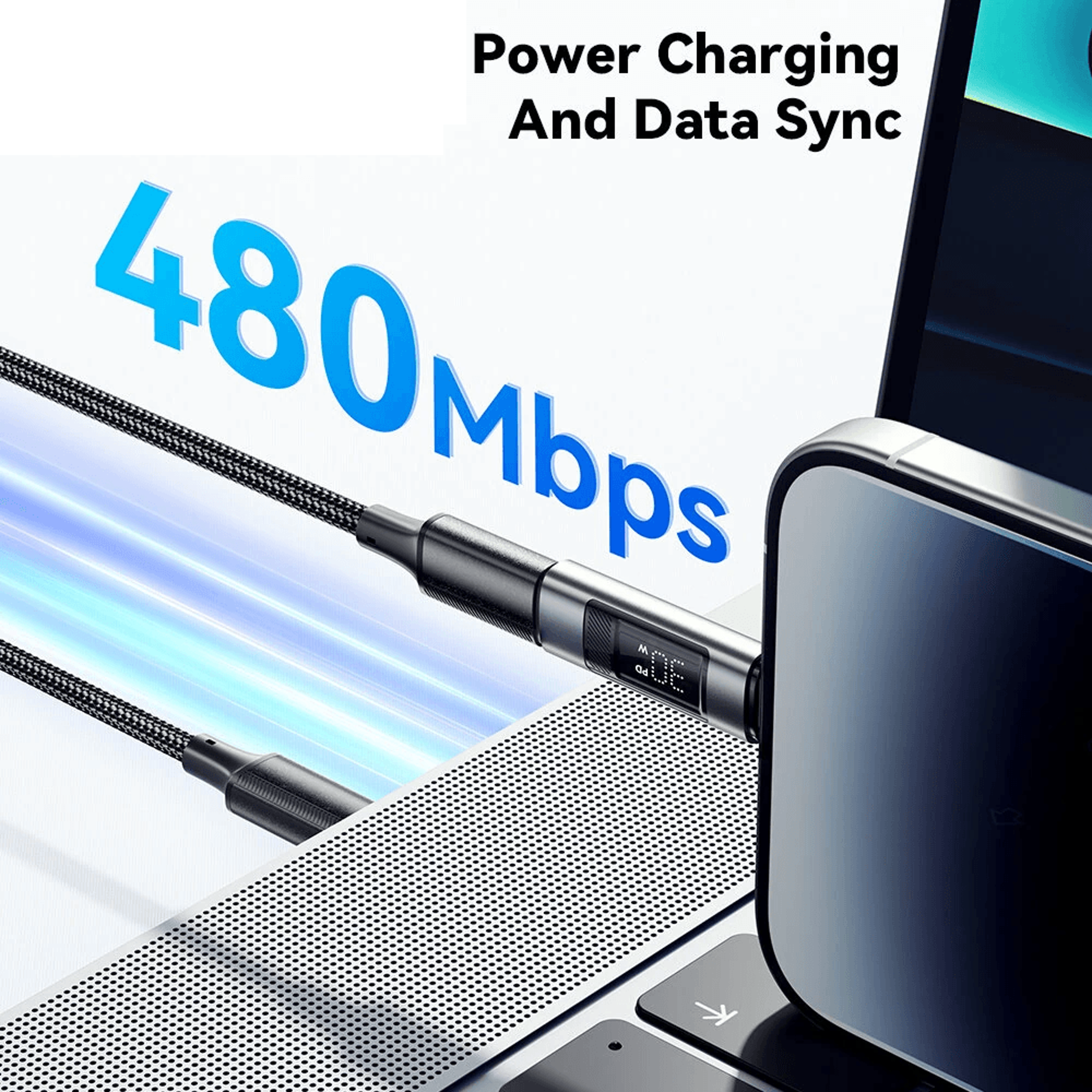 Digital Display USB C Charging Adapter With Fast Data Transfer 5