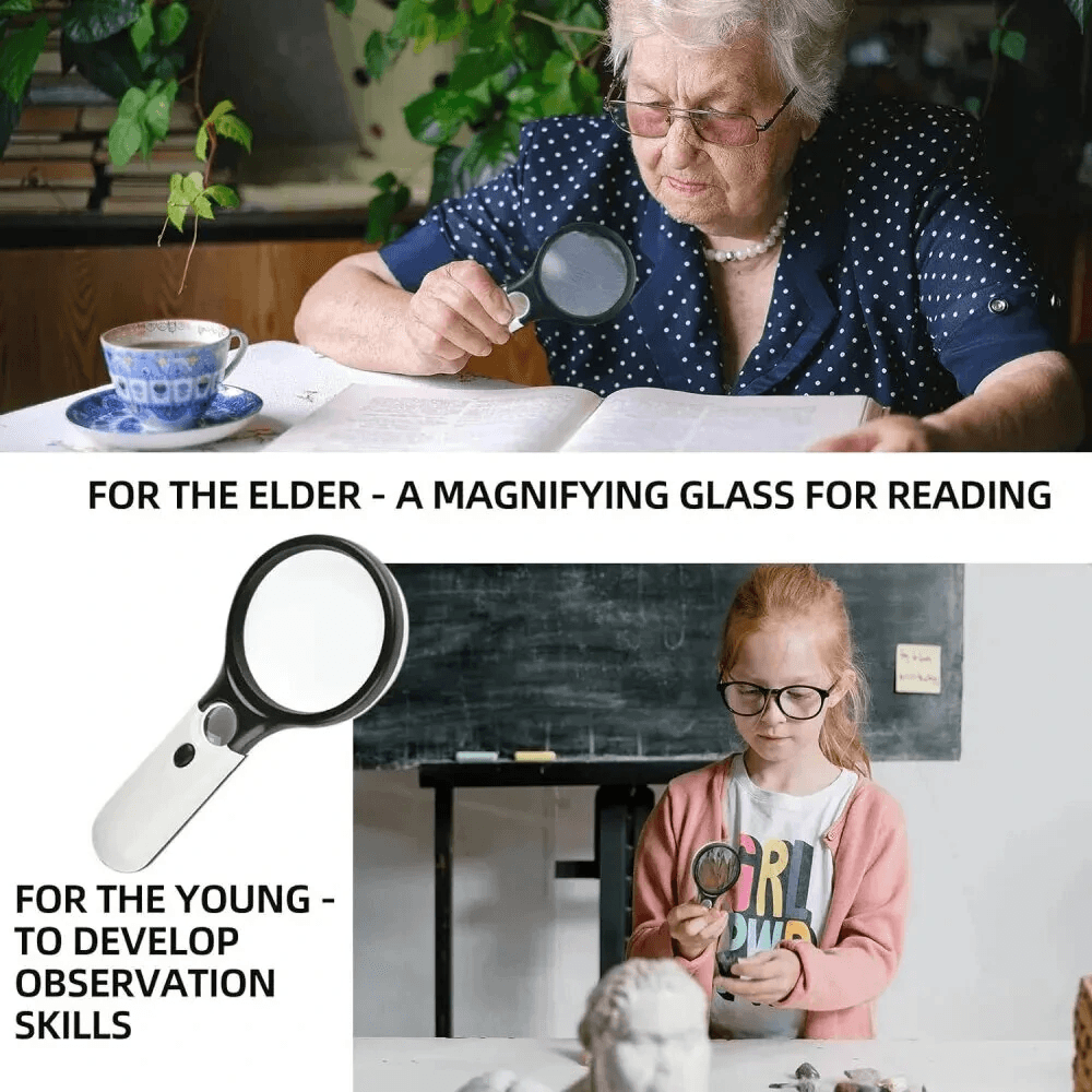 Dual Lens LED Magnifying Glass For Reading Jewelry And Detailed Inspection 3