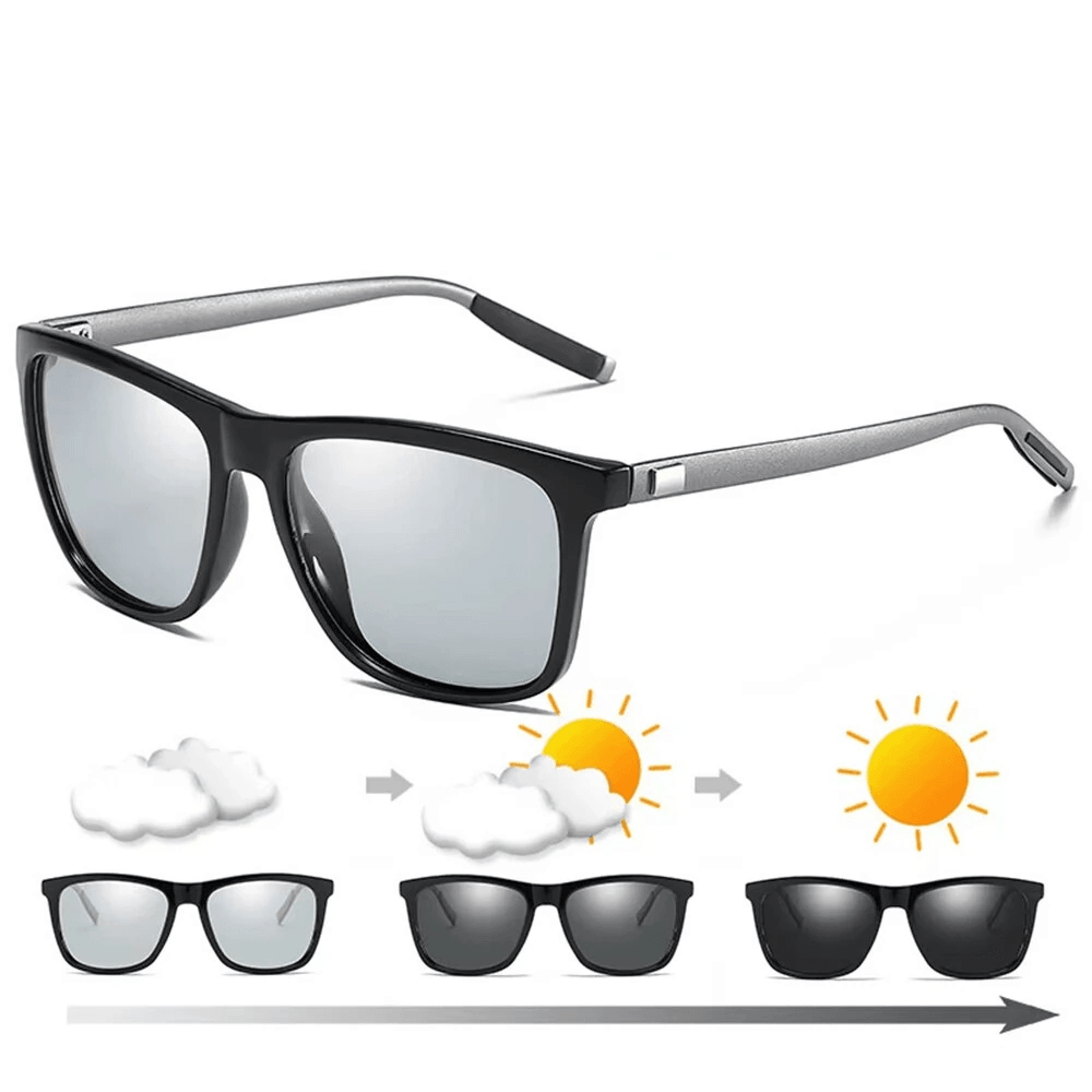 Mens Photochromic Sunglasses Polarized Square Cycling Glasses 8