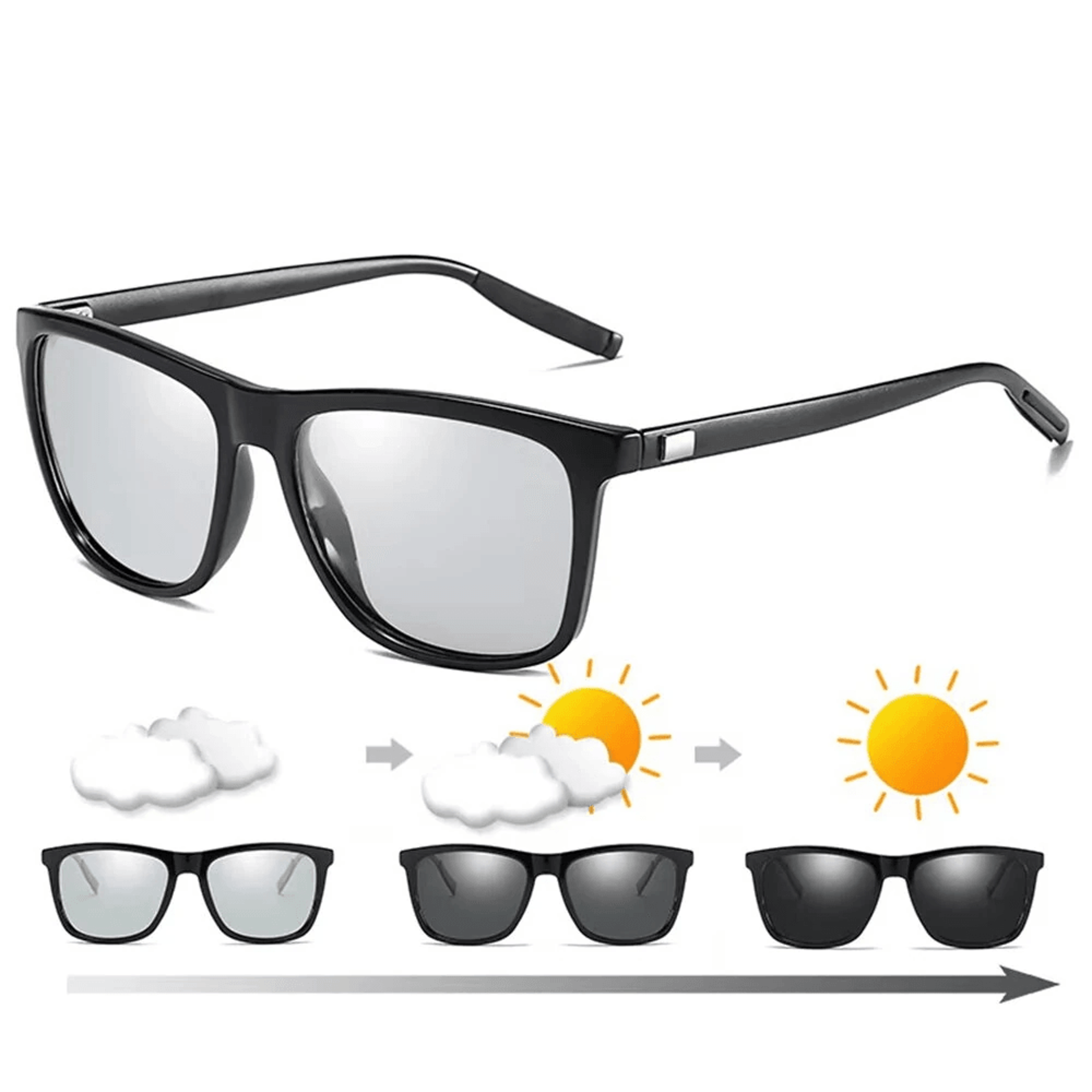 Mens Photochromic Sunglasses Polarized Square Cycling Glasses 9