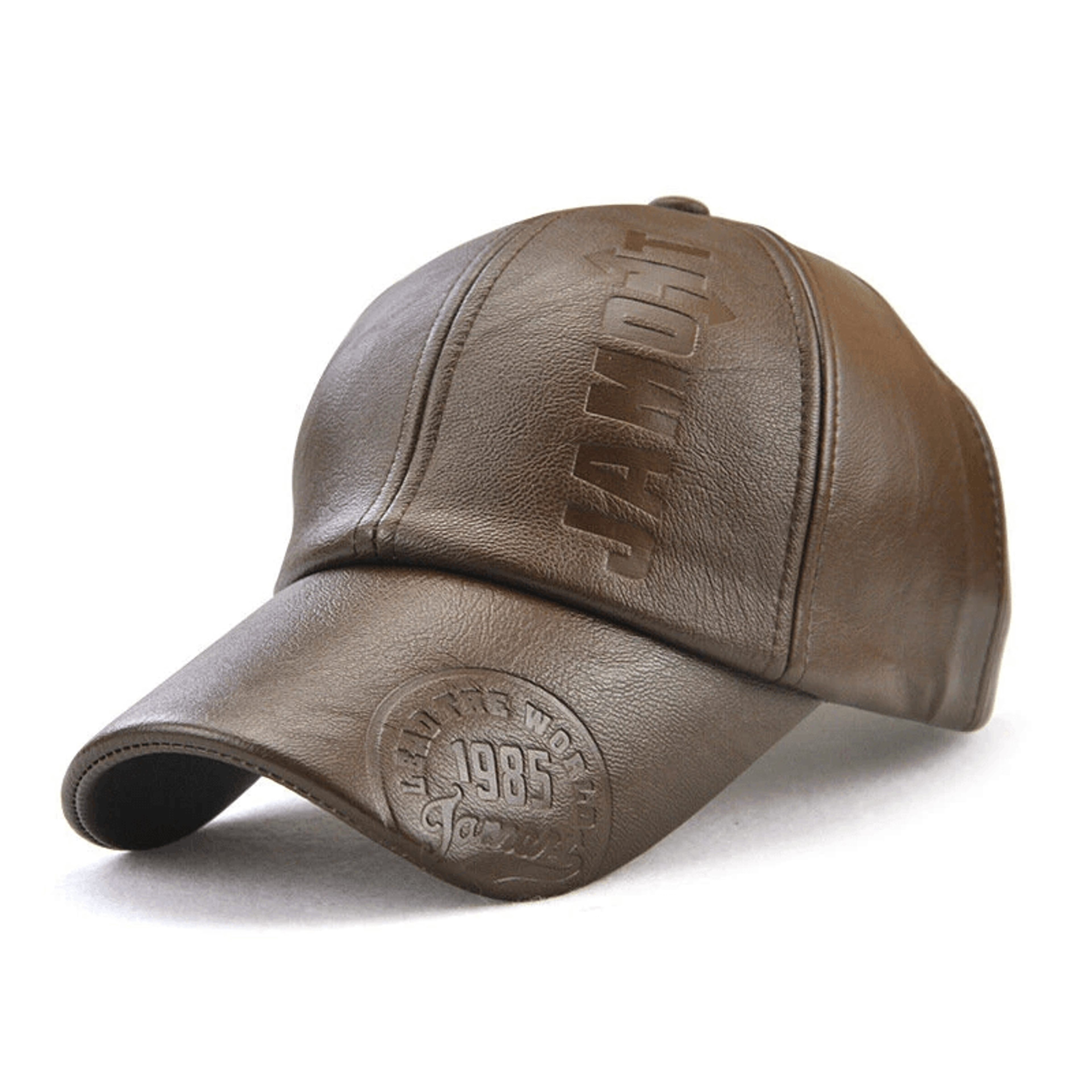 PU Leather Baseball Cap Adjustable Unisex Embossed Sun Visor Hat 7