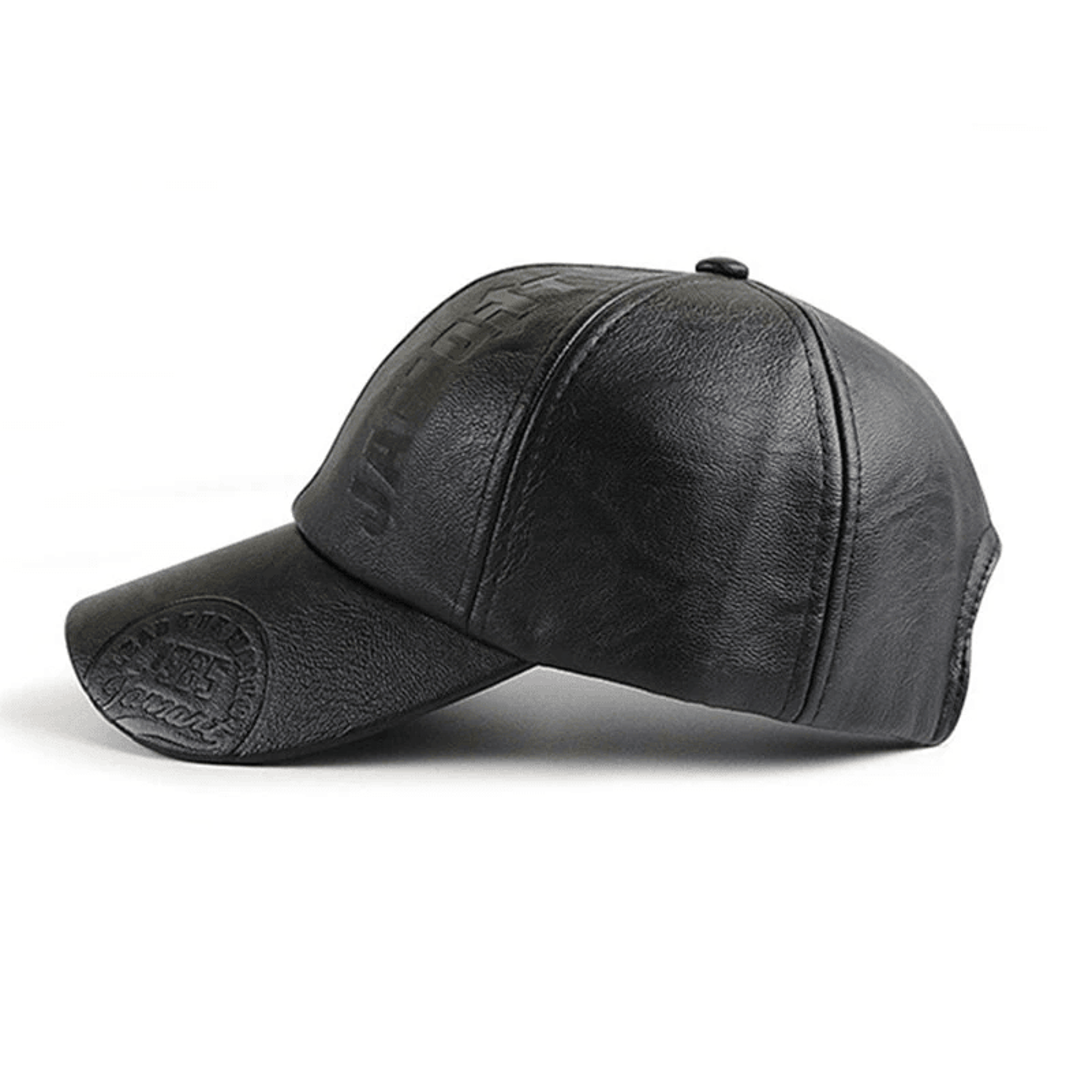 PU Leather Baseball Cap Adjustable Unisex Embossed Sun Visor Hat 2