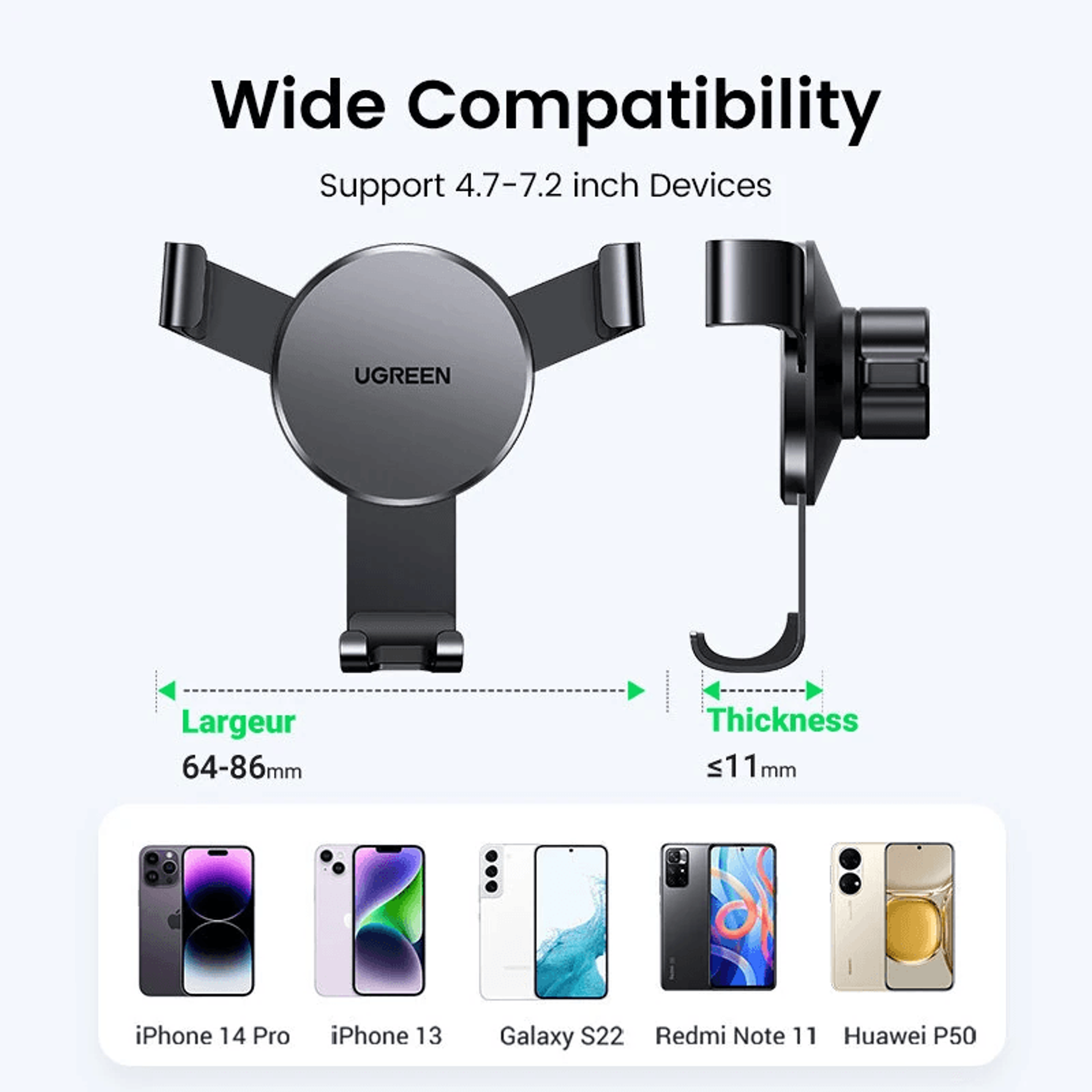 Gravity Car Phone Holder With Auto Lock Air Vent Mount And Degree Adjustment 5