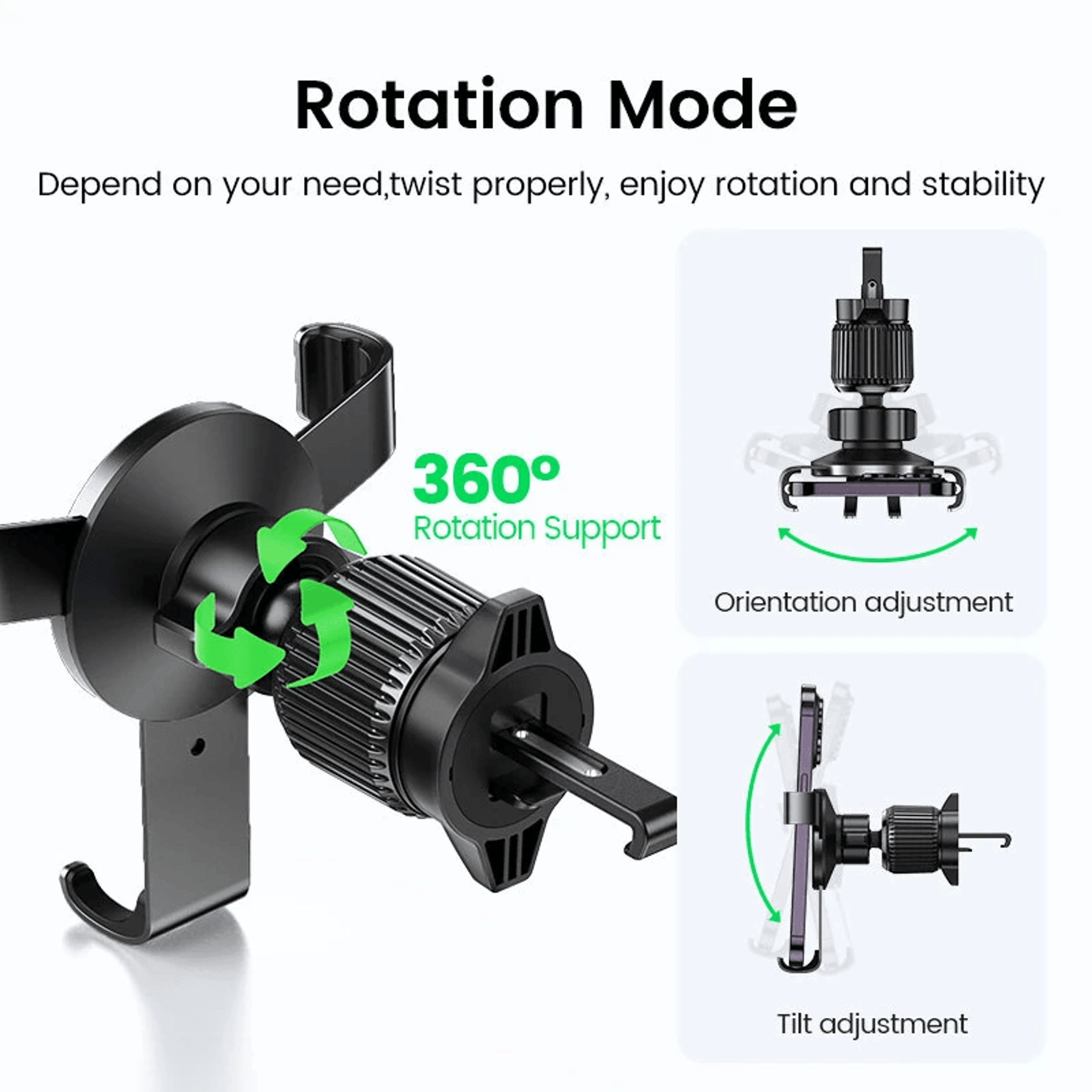 Gravity Car Phone Holder With Auto Lock Air Vent Mount And Degree Adjustment 1