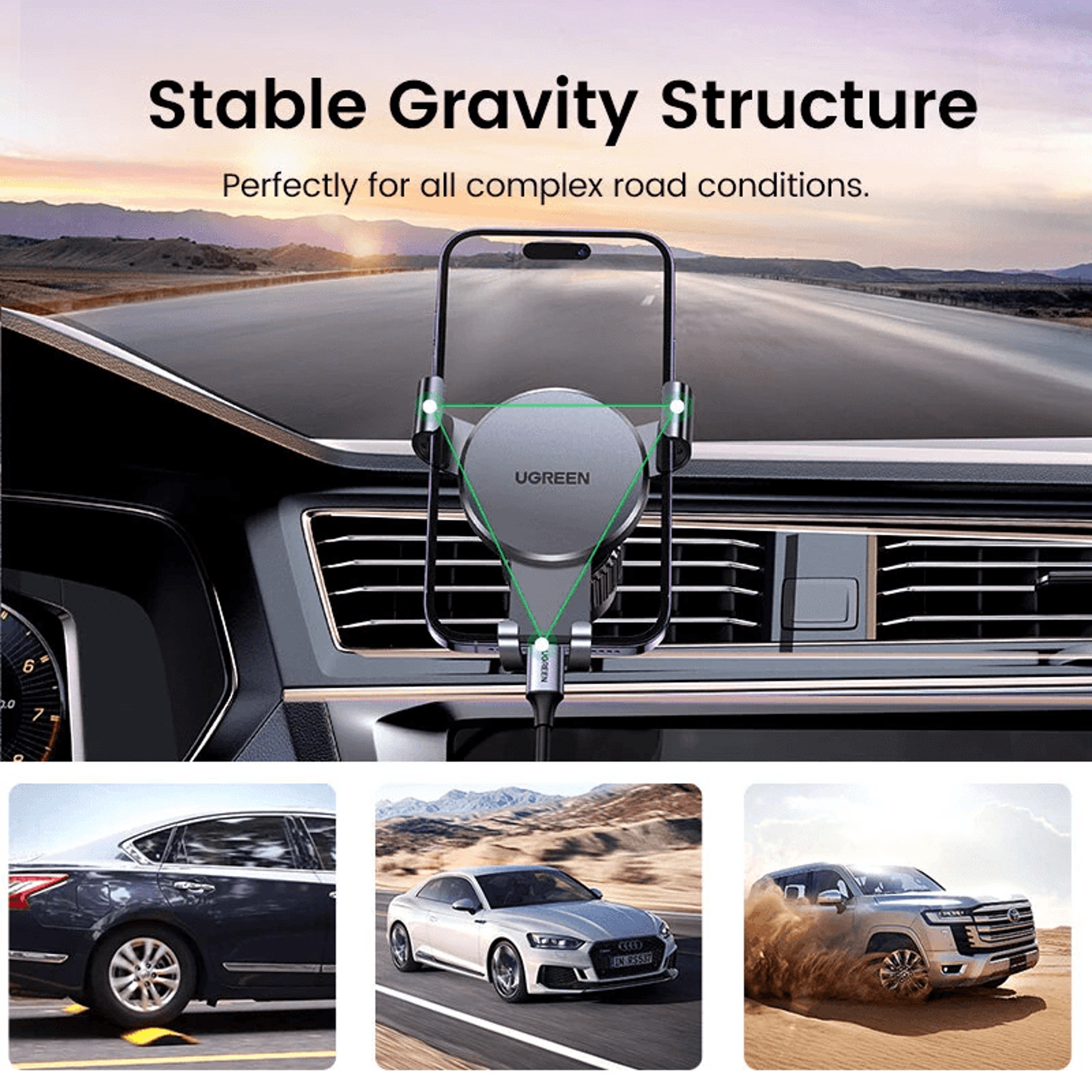 Gravity Car Phone Holder With Auto Lock Air Vent Mount And Degree Adjustment 2