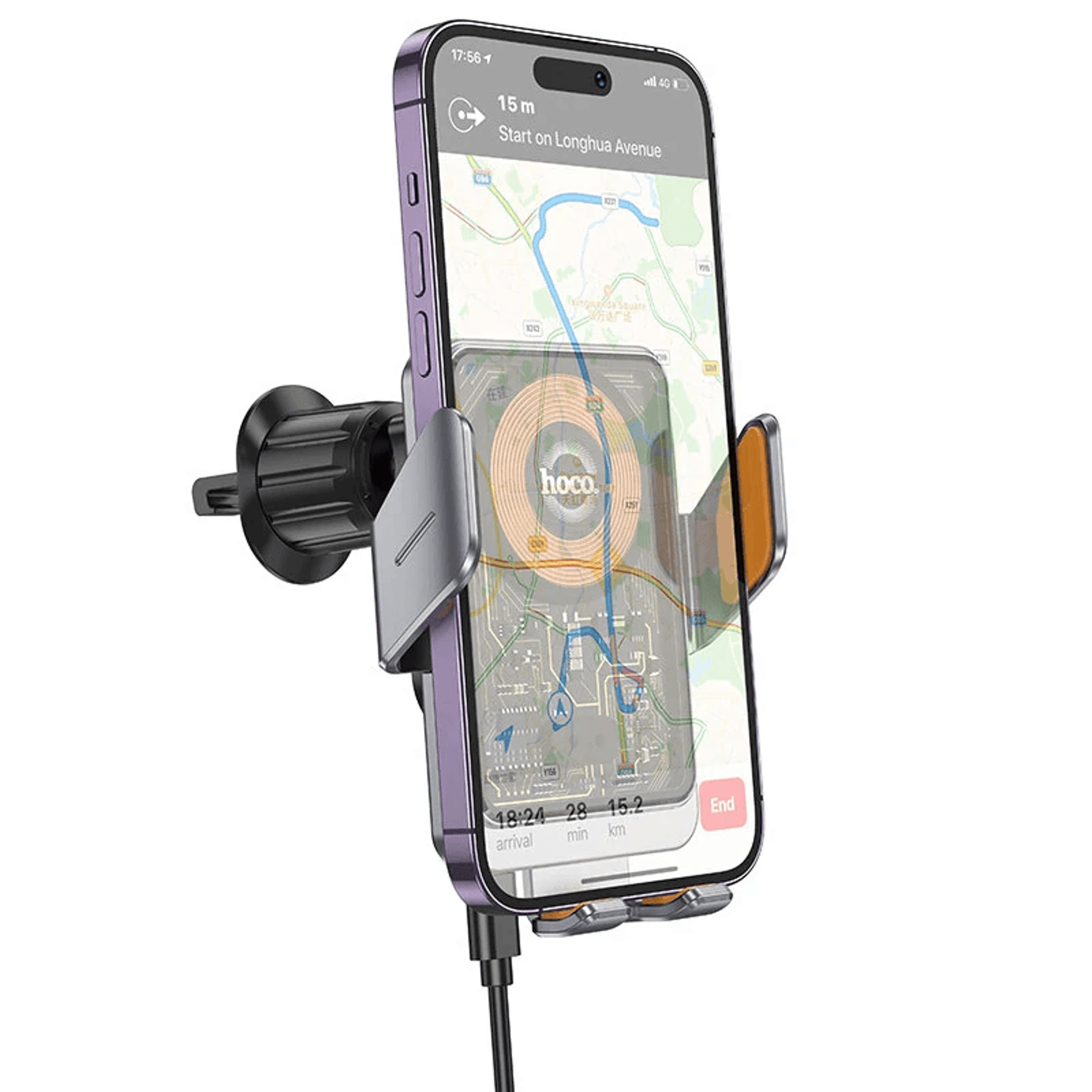 Fast Wireless Car Charger With Auto Clamping Phone Mount 2