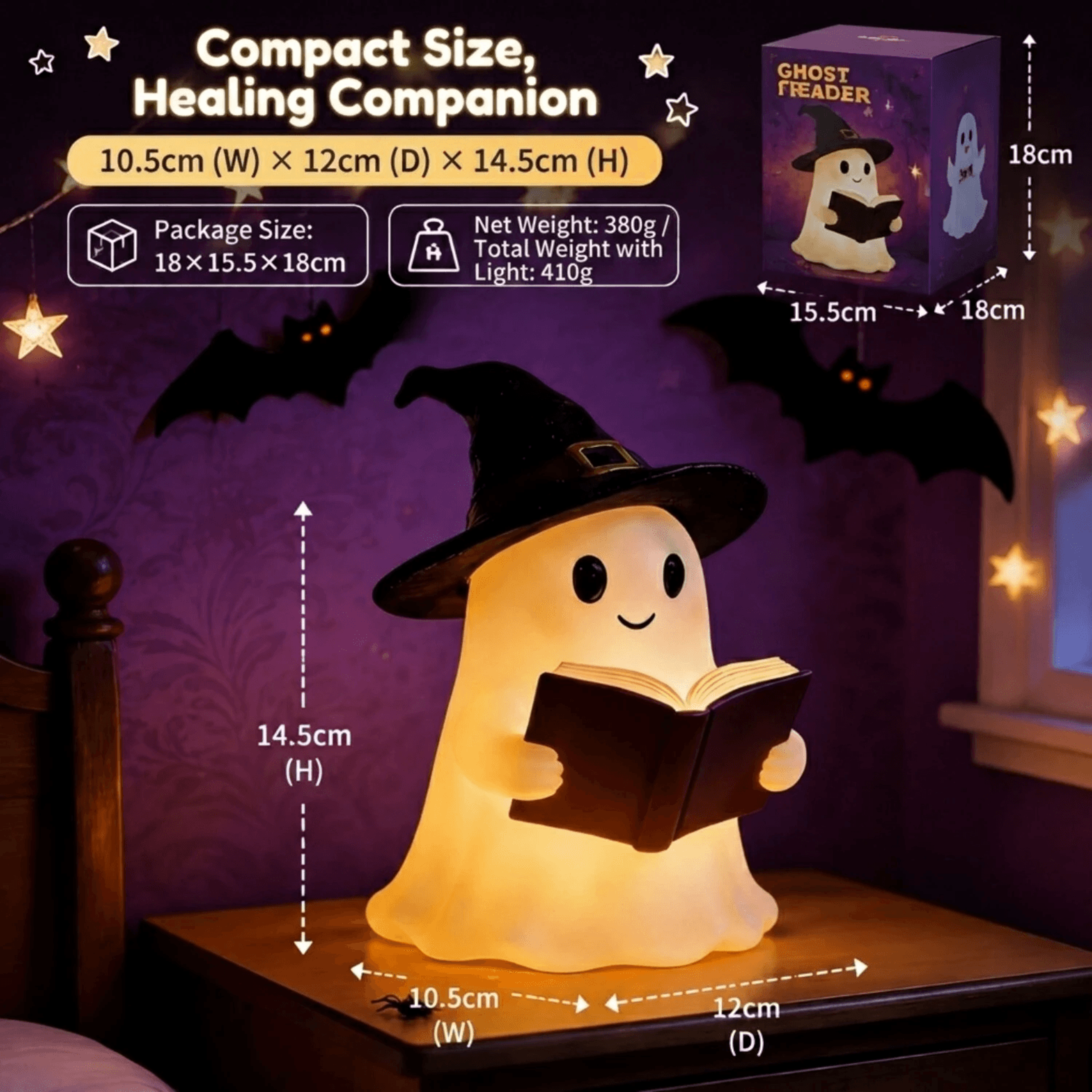 USB Ghost Night Light Warm LED Halloween Table Lamp 5