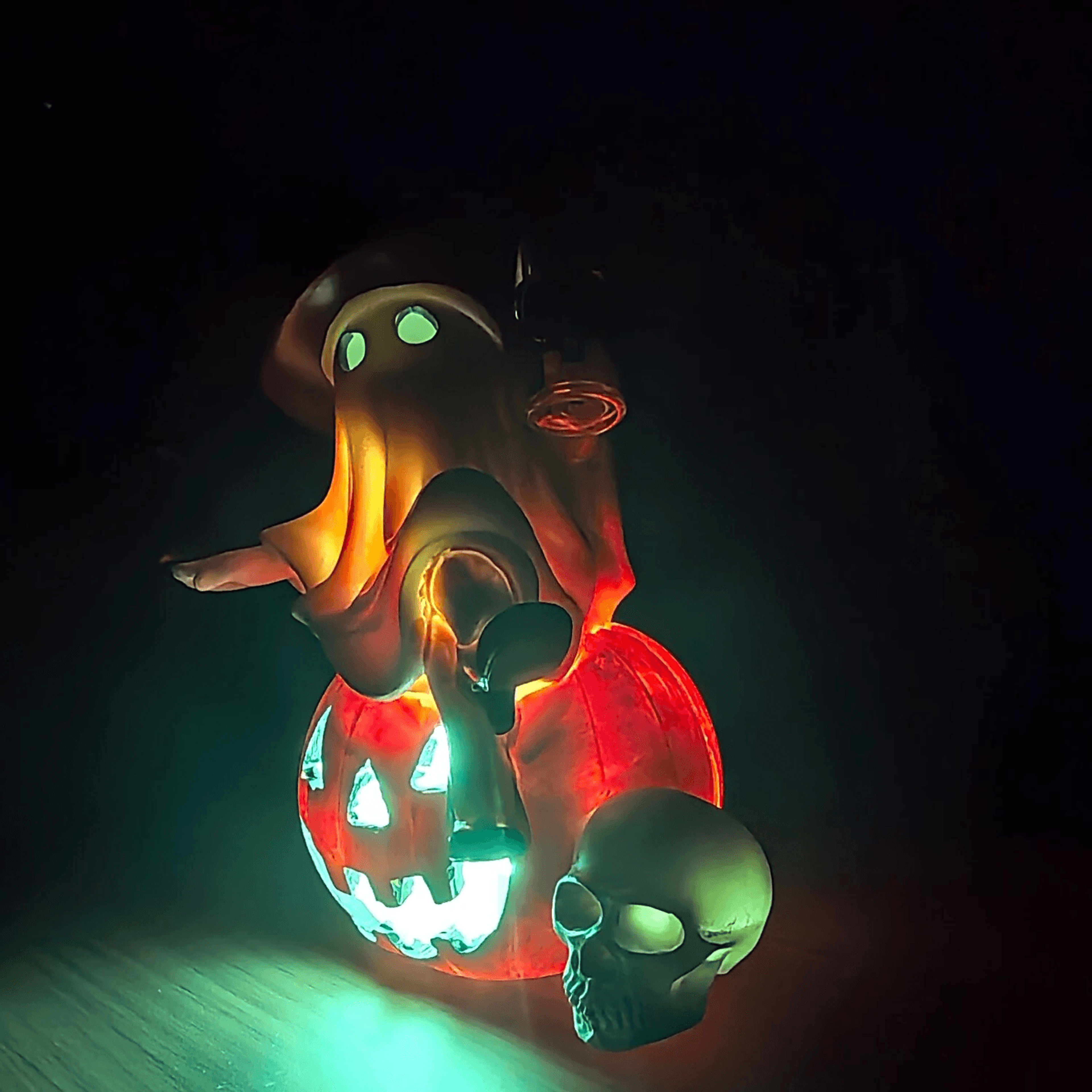 Tipsy Ghost Halloween Night Light Pumpkin Resin Table Lamp 5