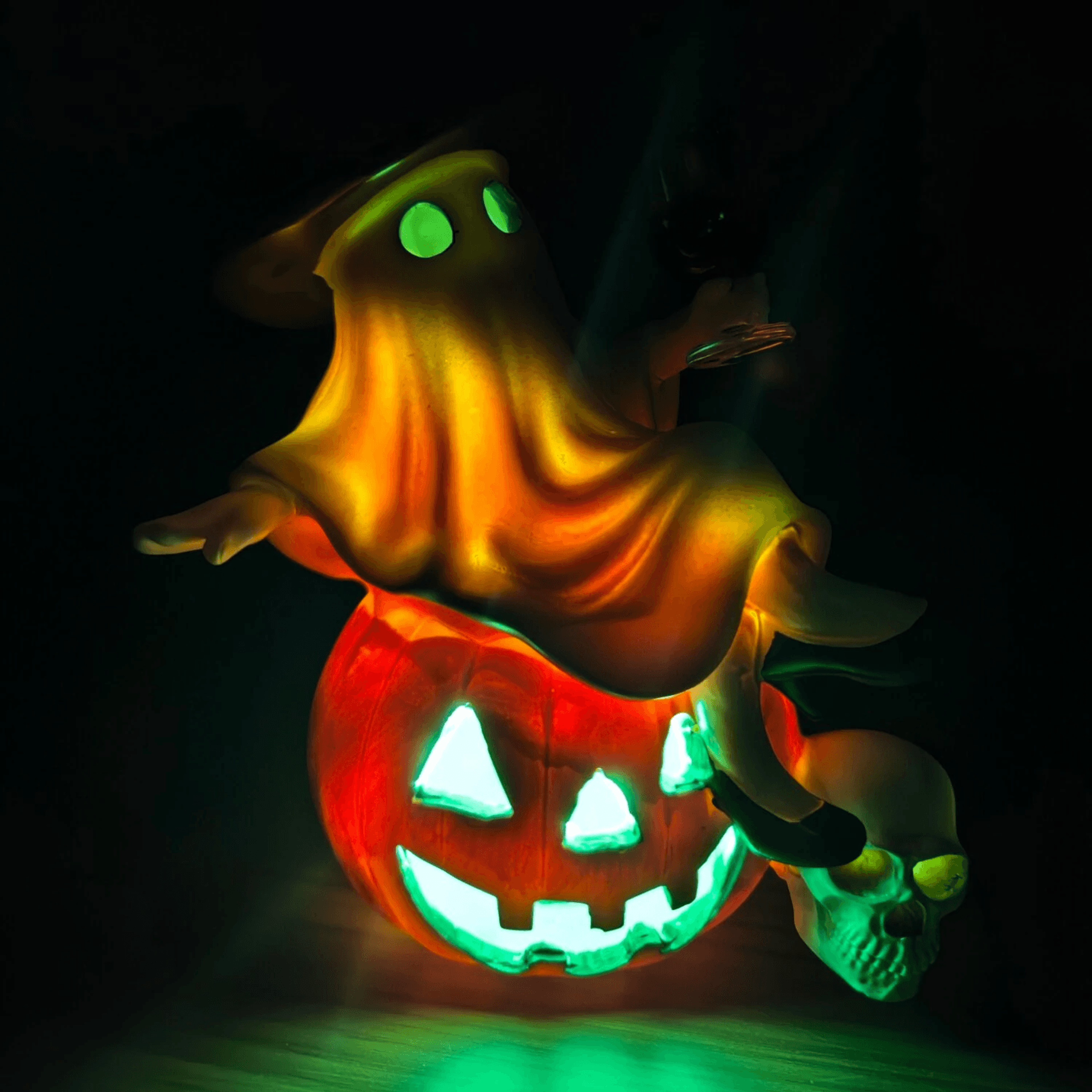 Tipsy Ghost Halloween Night Light Pumpkin Resin Table Lamp 7