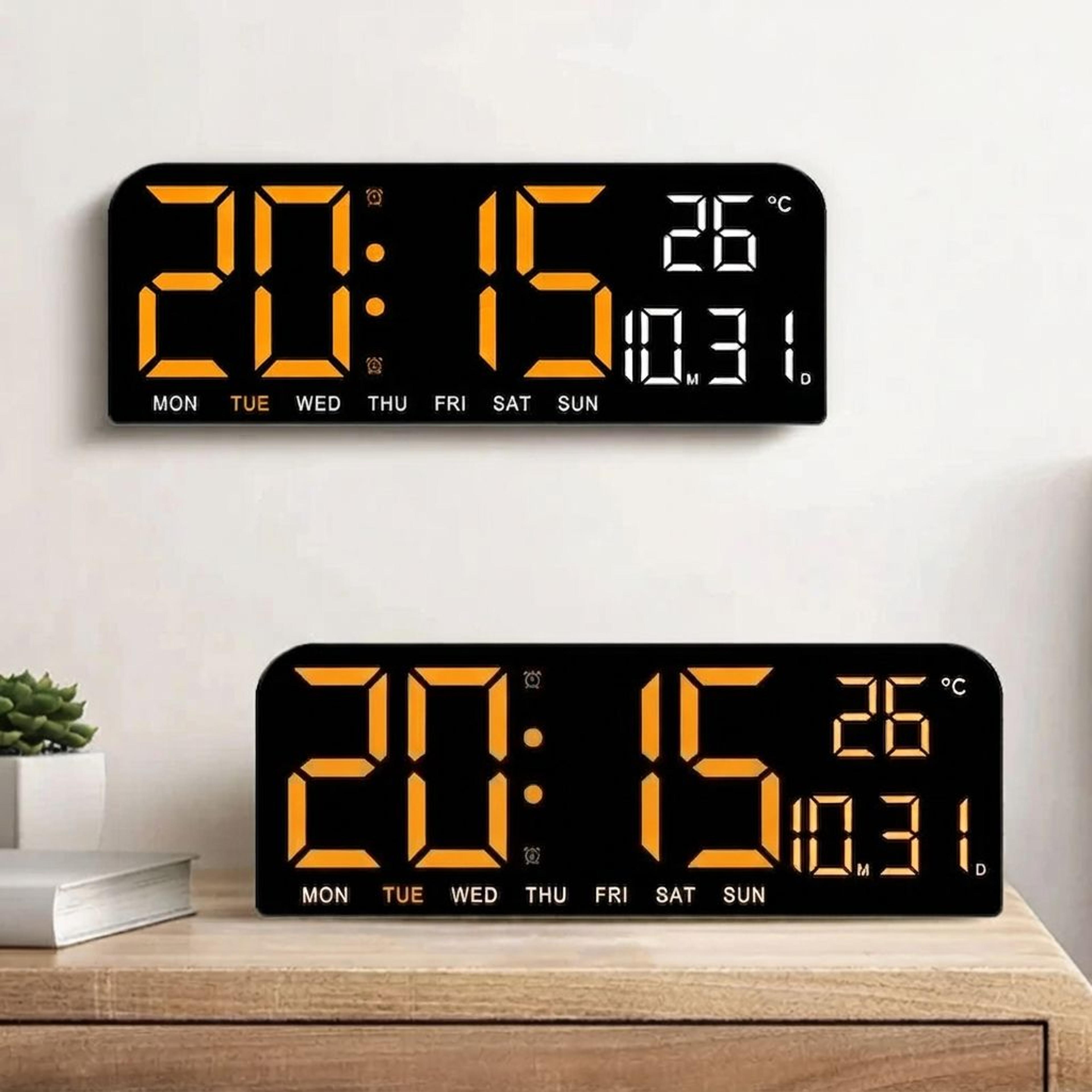 Large Digital Wall Clock With Dual Alarm Auto Dimming Temperature And Countdown Timer 0