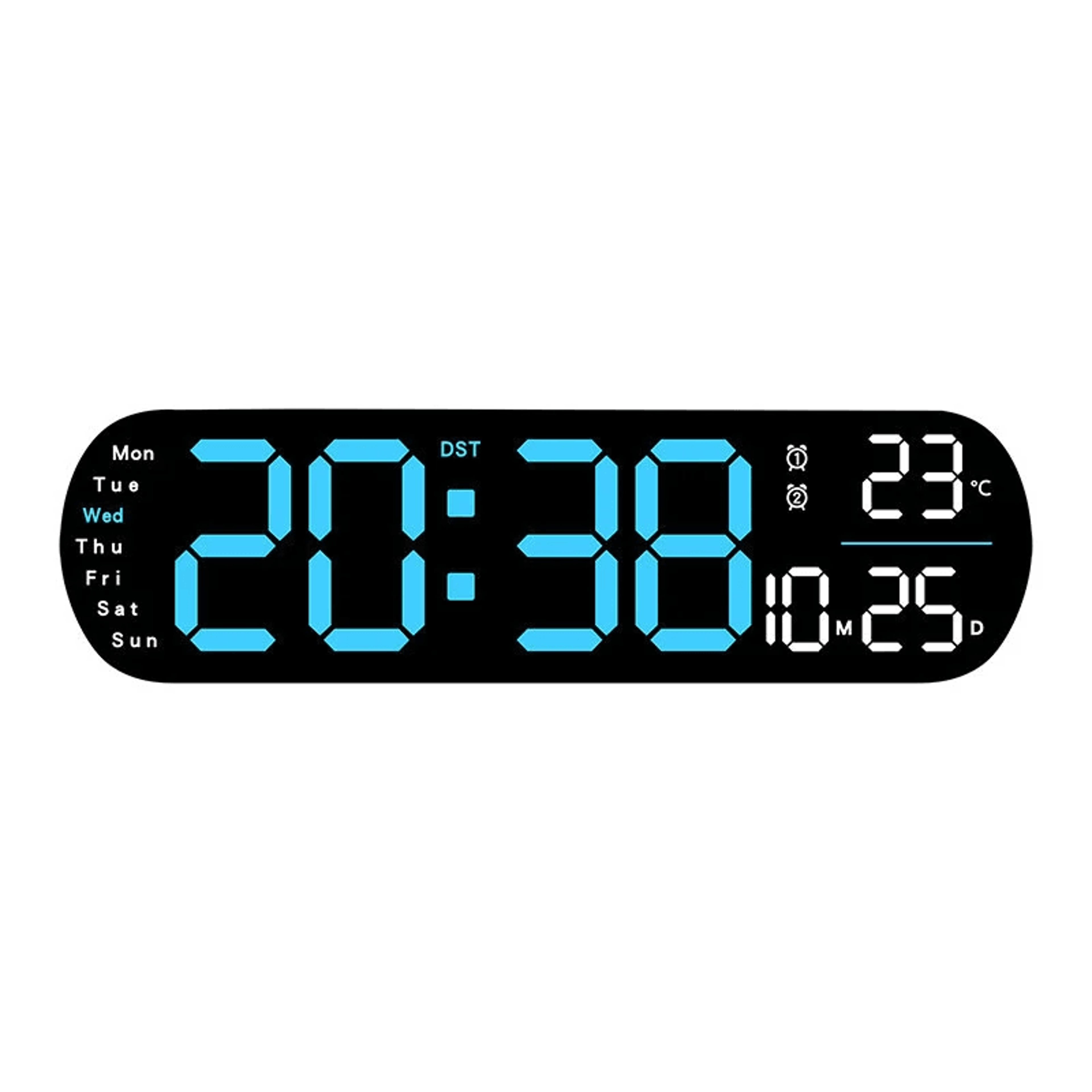Ambient Light LED Digital Wall Clock With Remote Temperature Humidity And Date Display 5