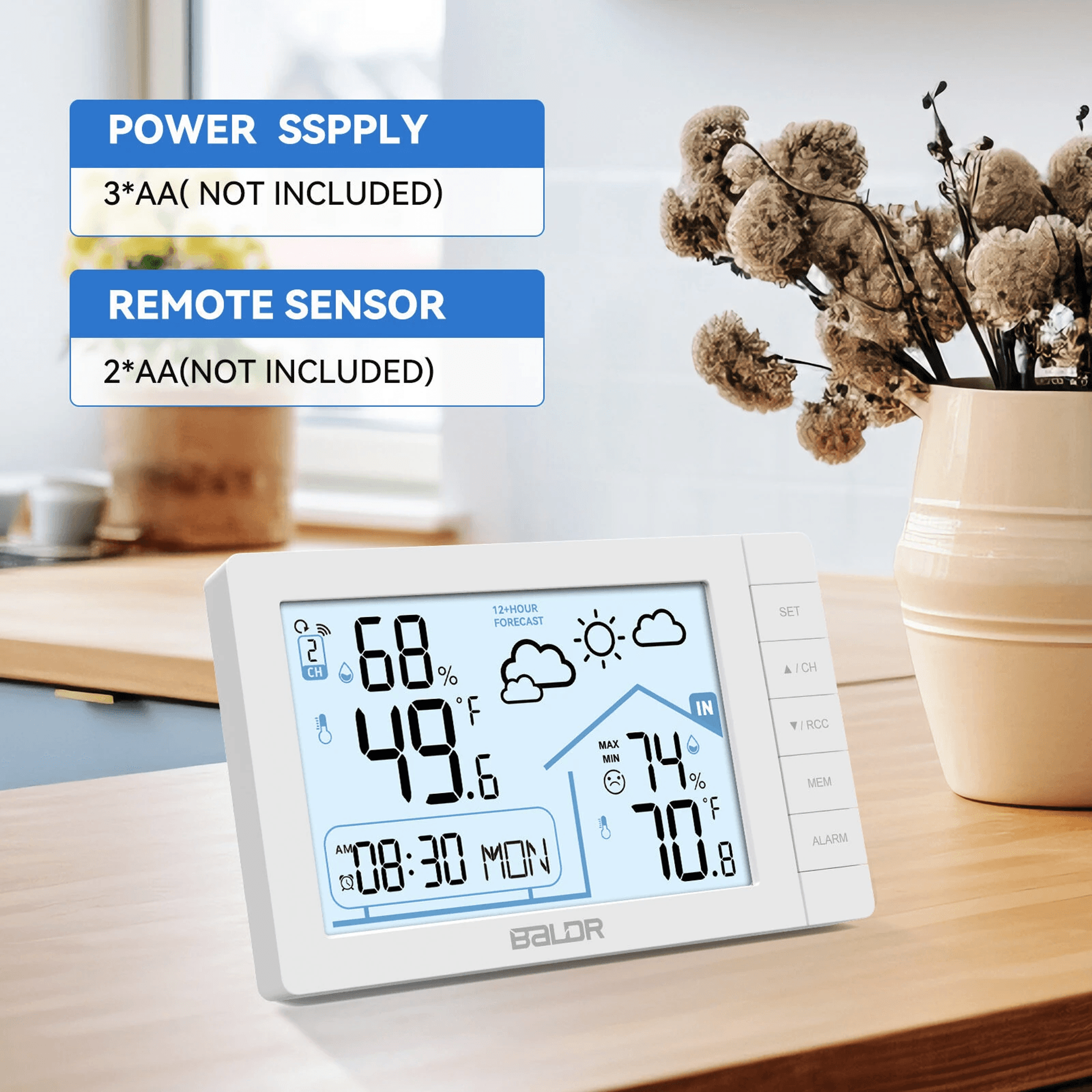 Digital Indoor Weather Station Thermometer Hygrometer Clock 4