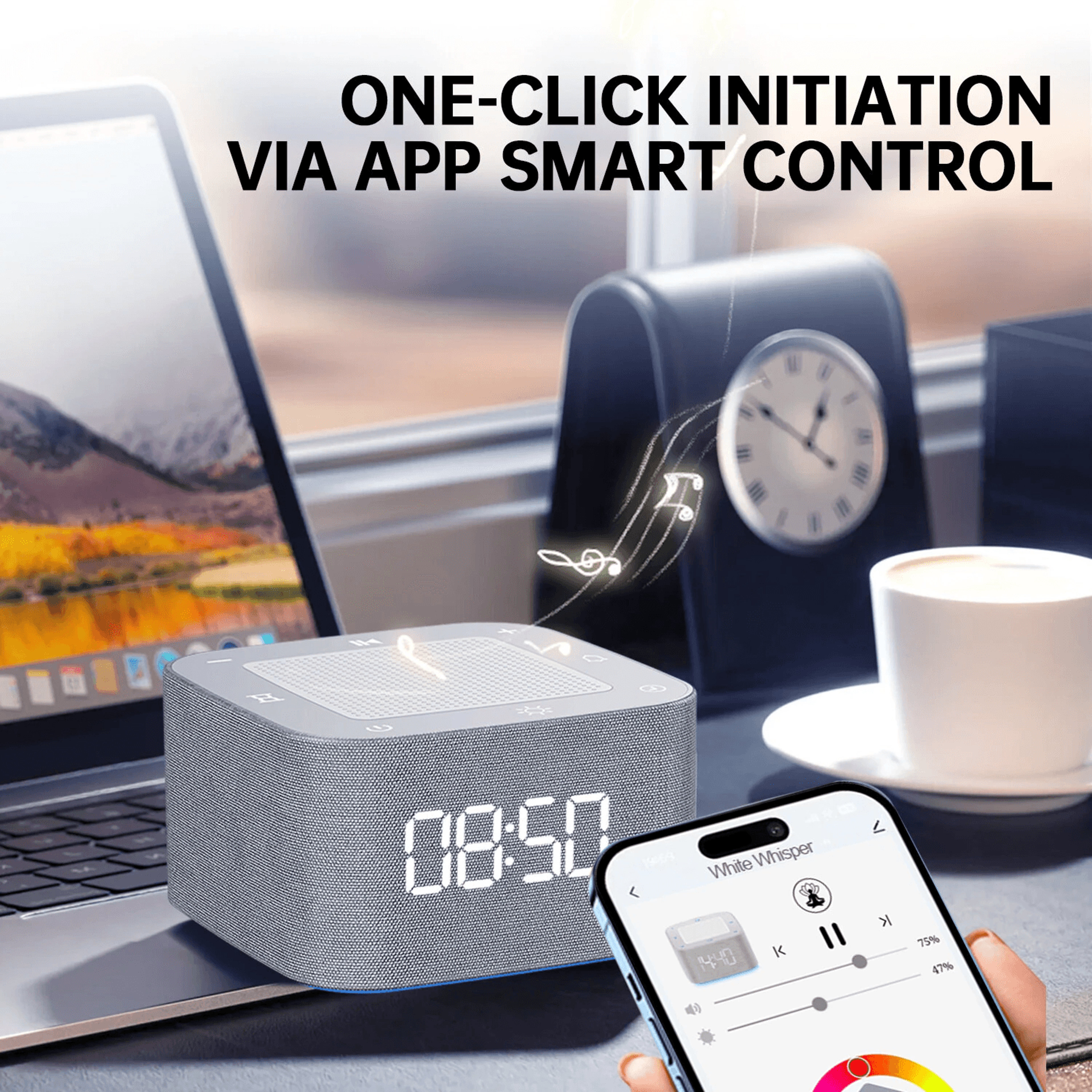 Smart White Noise Machine With Alarm Clock Night Light And App Control 1