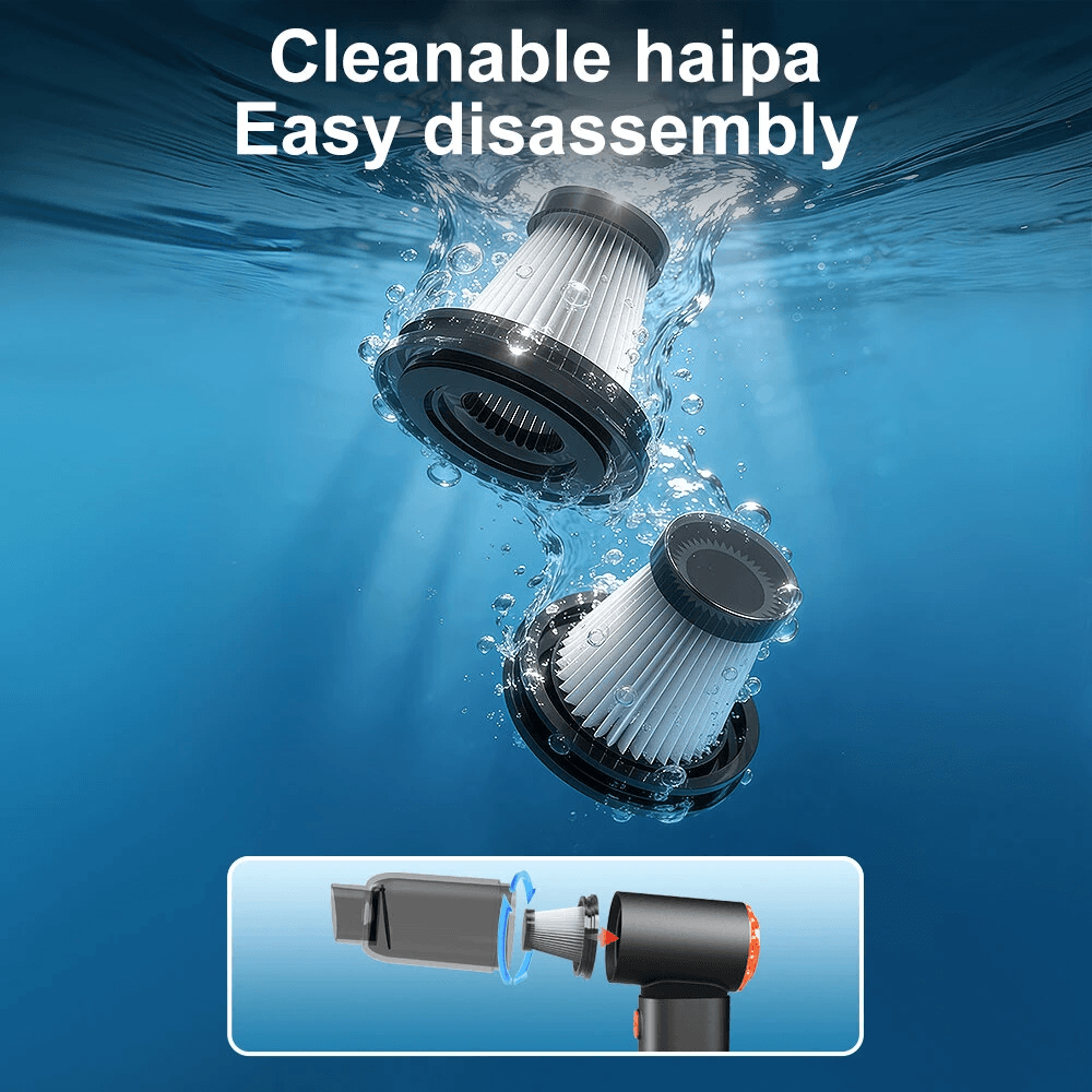 Portable Cordless Car Vacuum With Suction And Washable HEPA Filter 5