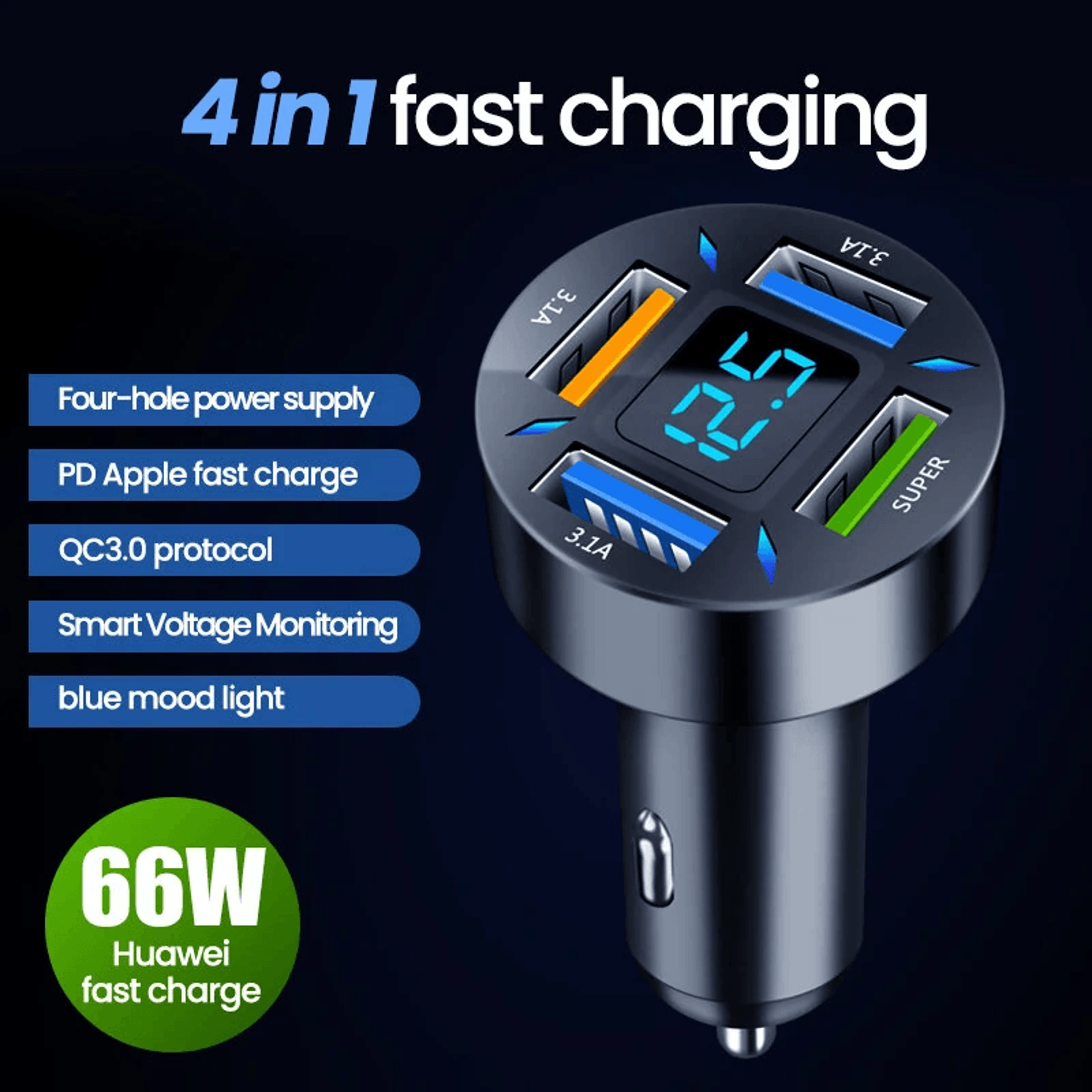 Port USB PD Car Charger Adapter With Fast Charging 4