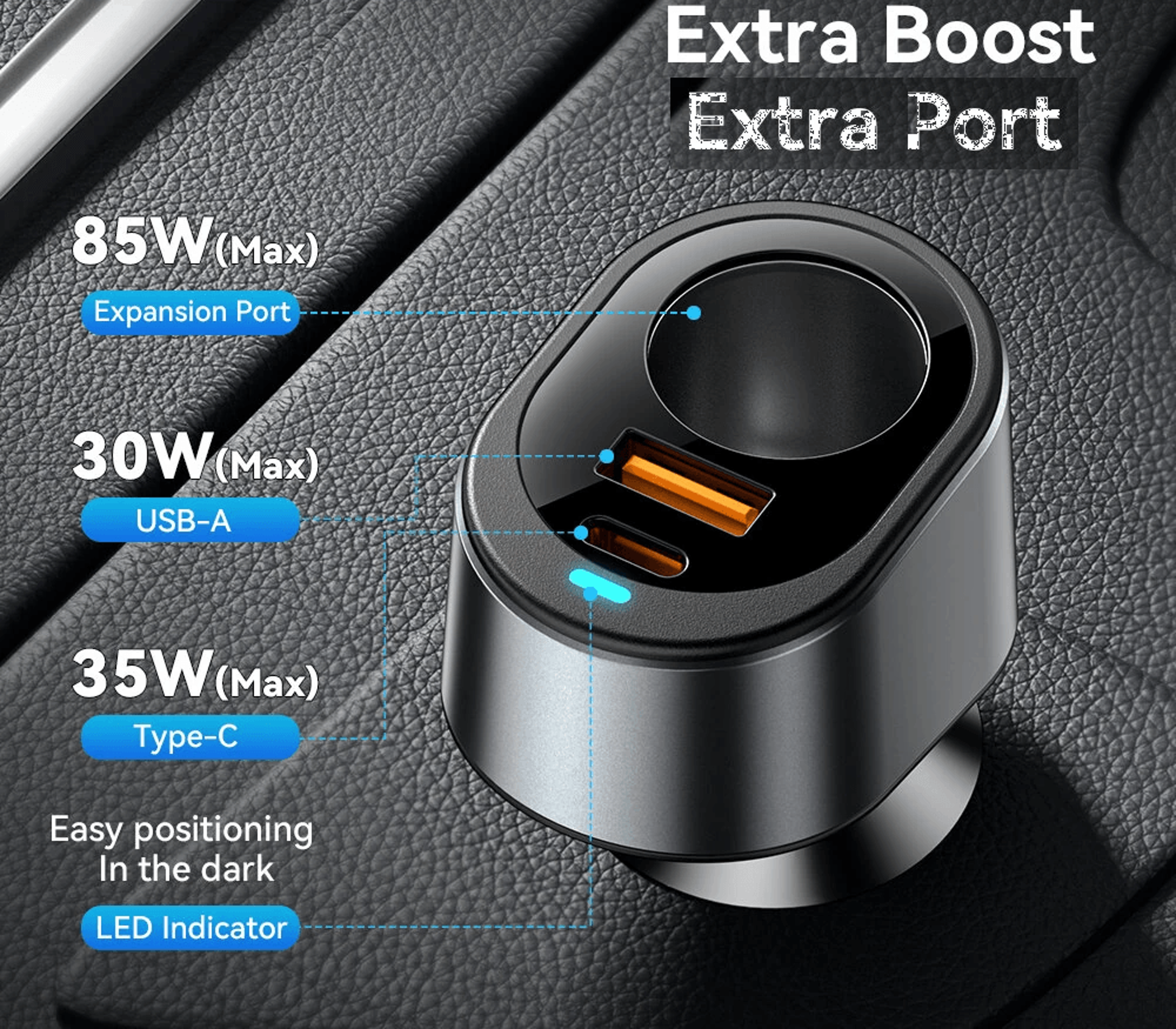 Port USB PD Car Charger Adapter With USB A And Type C Fast Charging 4